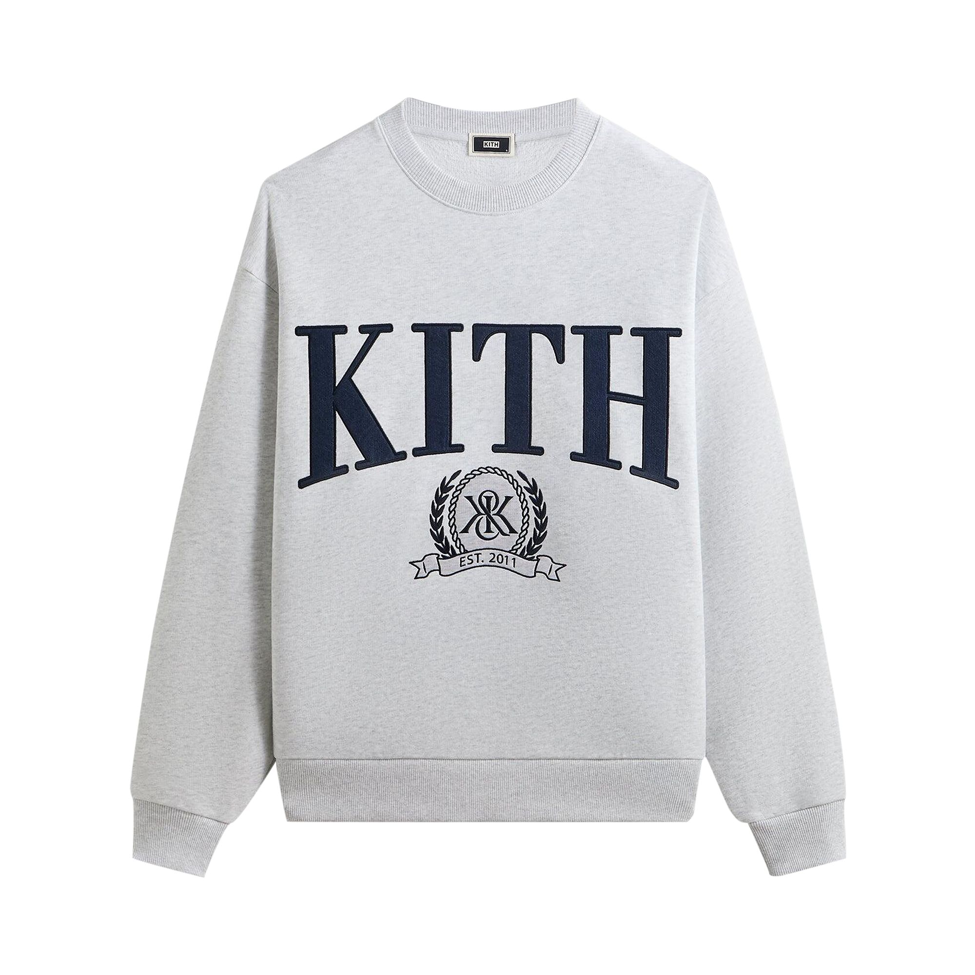 Pre-owned Kith Collegiate Nelson Crewneck 'light Heather Grey' | Men's Size Xs In Gray