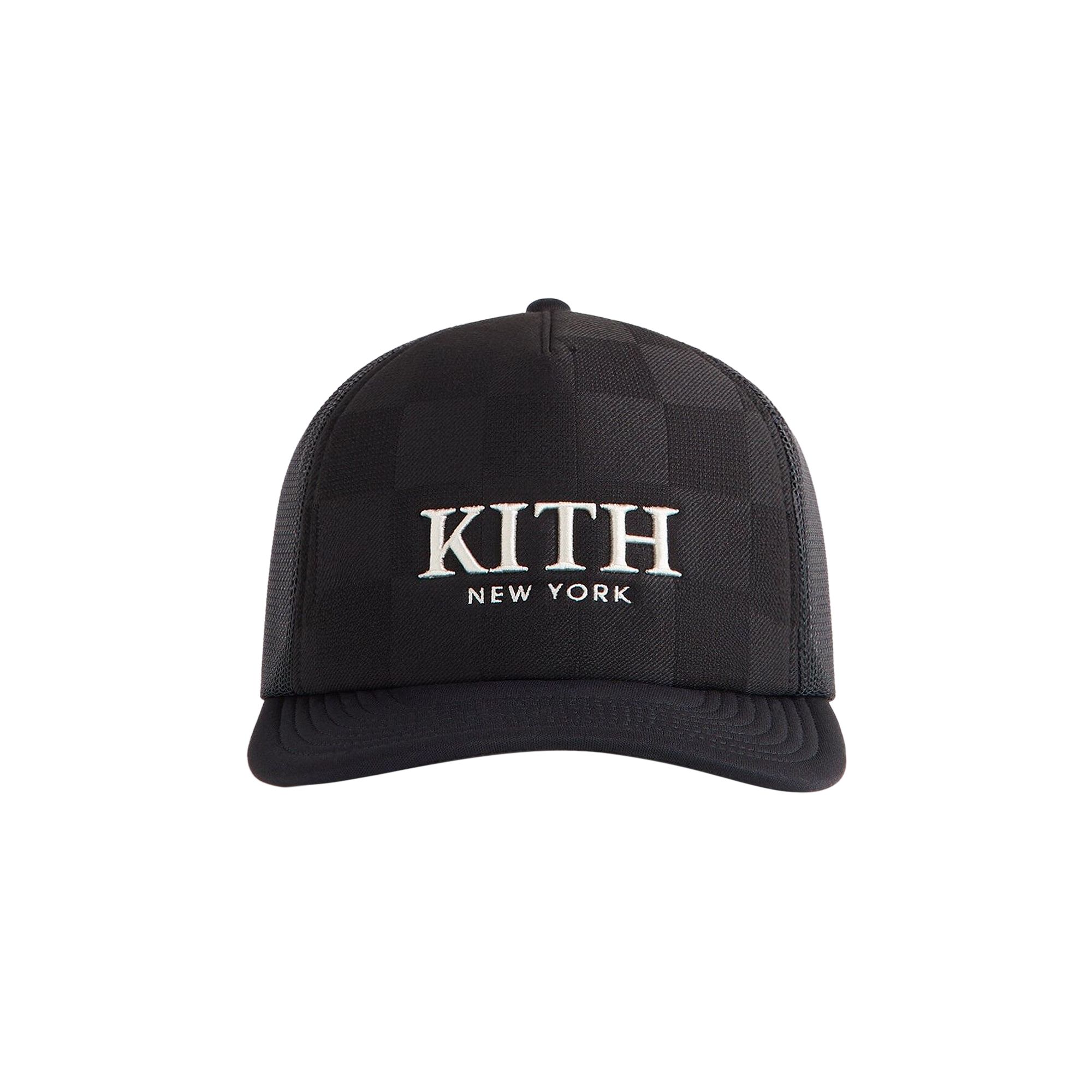 Pre-owned Kith Checkerboard Double Weave Nolan Trucker Hat 'black' | Men's Size Onesize