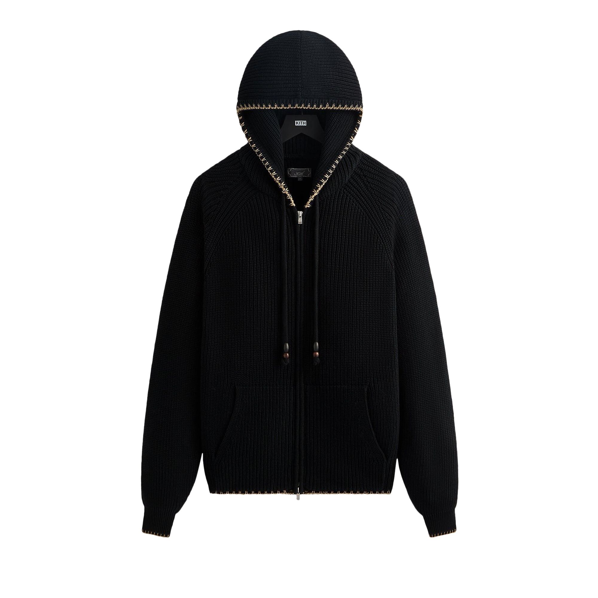 Pre-owned Kith Full Zip Miles Knit Hoodie 'black' | Men's Size Xxl