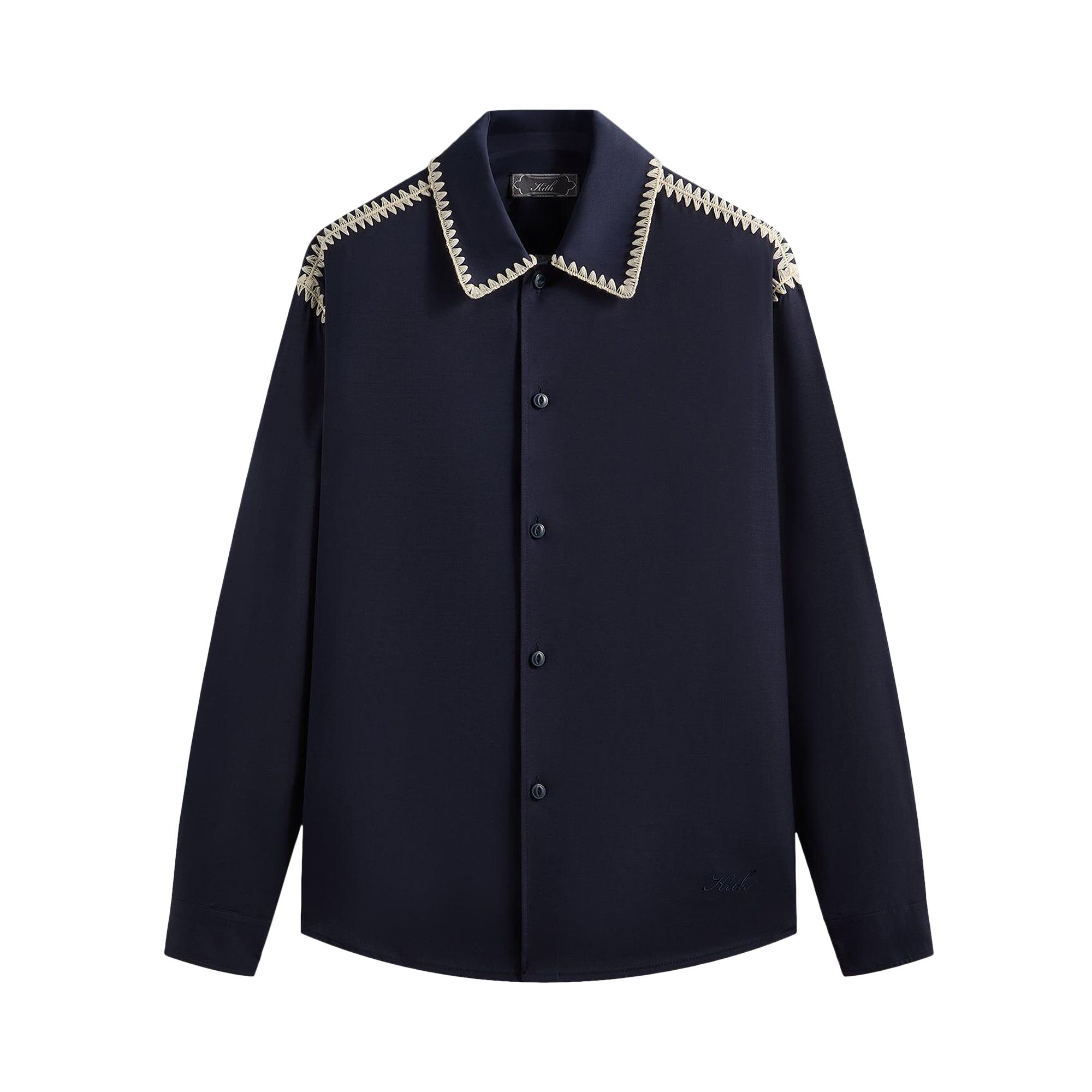 Pre-owned Kith Crochet Detail Apollo Shirt 'nocturnal' | Black | Men's Size S