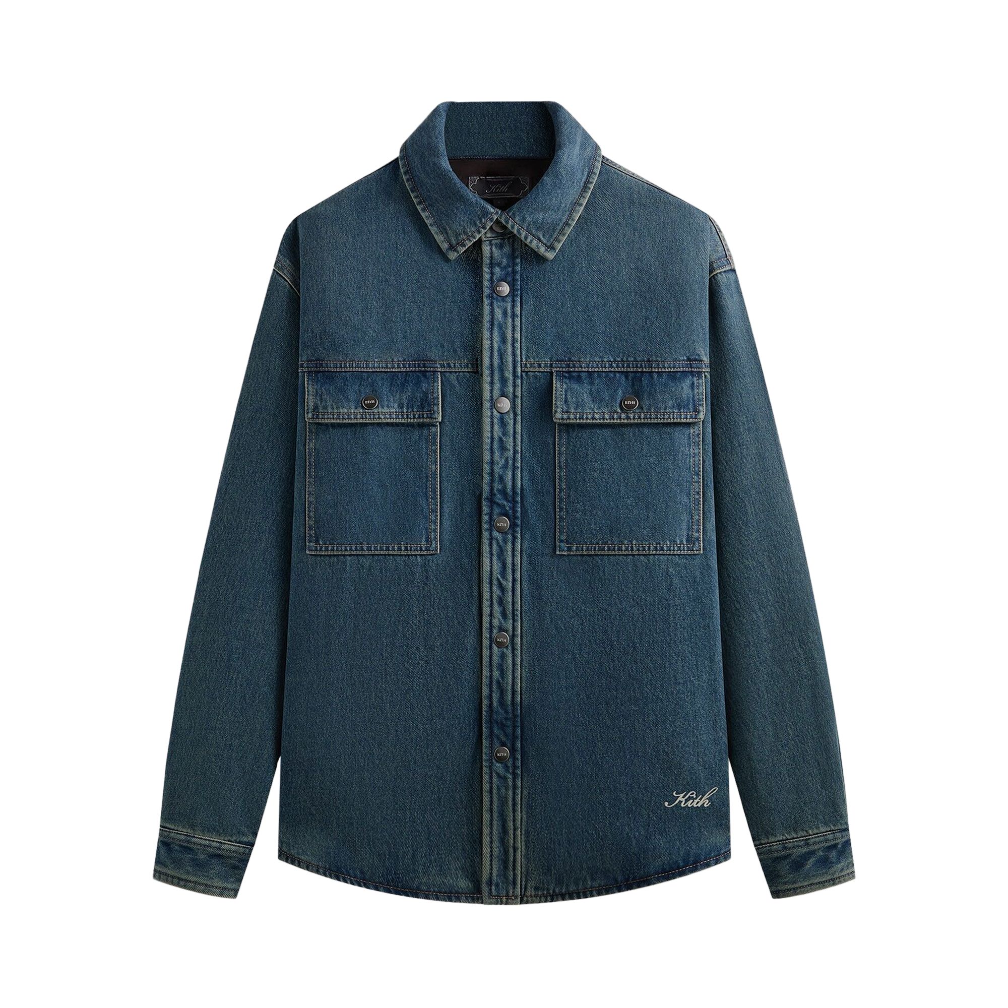 Pre-owned Kith Denim Apollo Shirt Jacket 'luka Wash' | Blue | Men's Size Xl