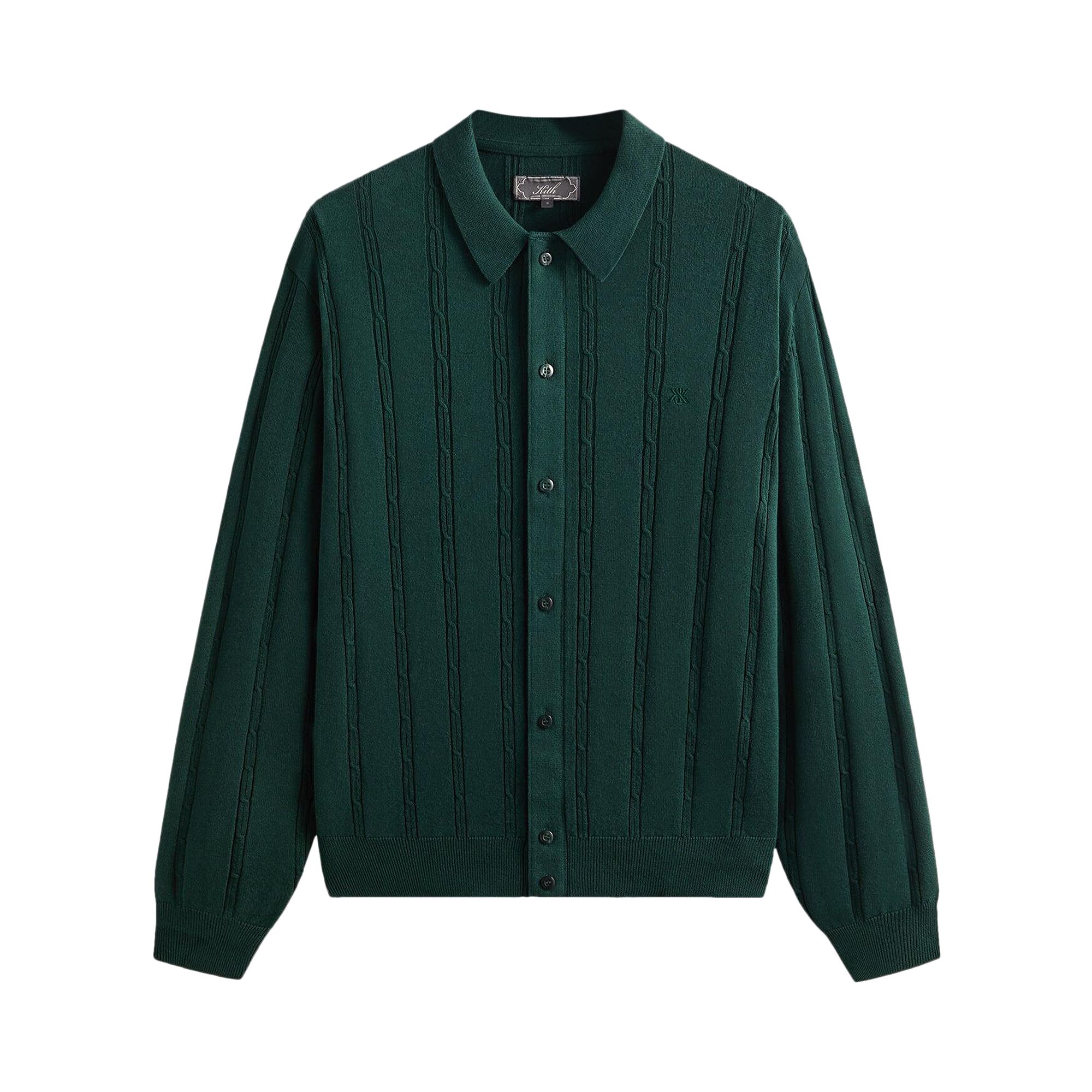 Pre-owned Kith Long-sleeve Tilden Button Up 'stadium' | Green | Men's Size S