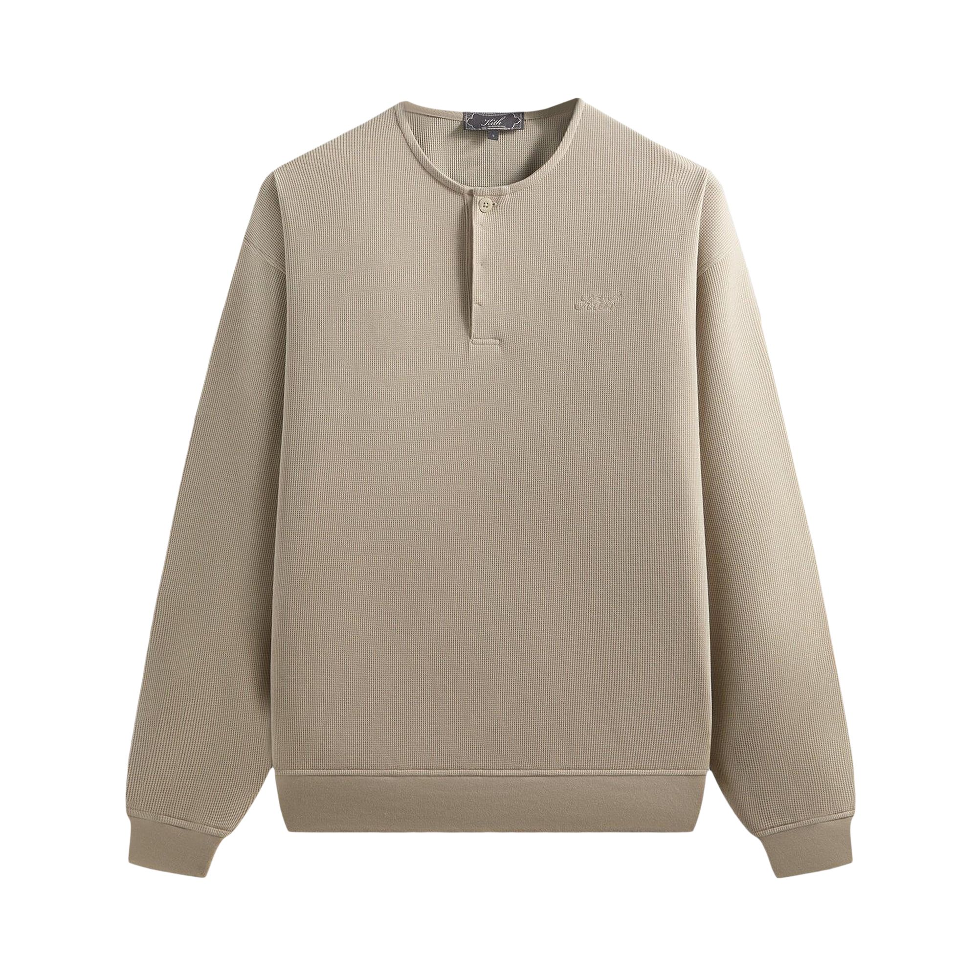 Pre-owned Kith Micro Waffle Colby Pullover 'plaster' | Tan | Men's Size Xl In Brown