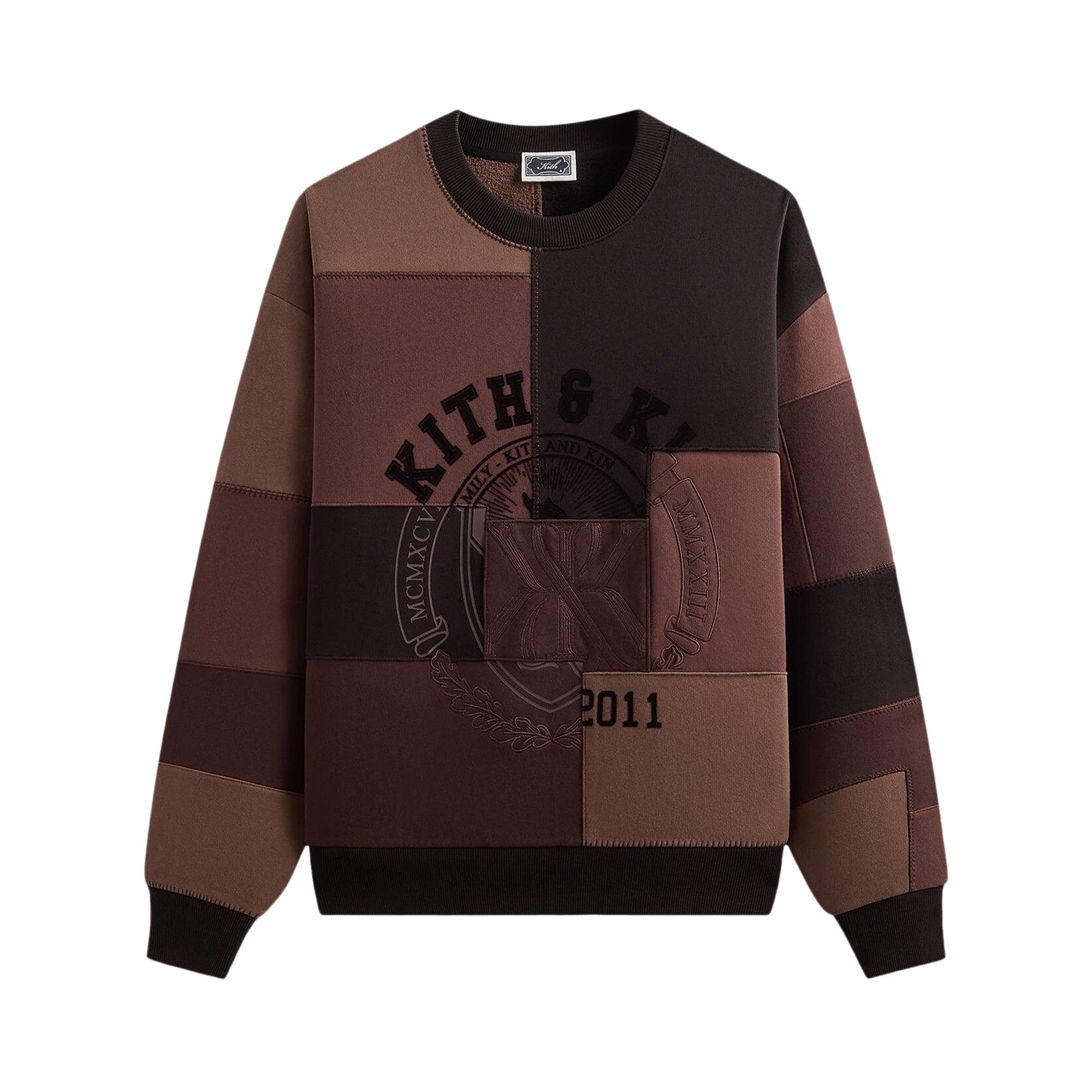 Pre-owned Kith Patchwork Fleece Nelson Crewneck 'studio' | Black | Men's Size Xl