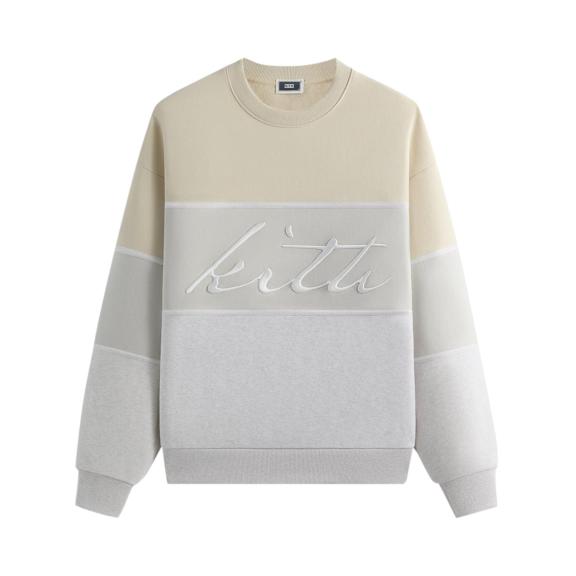 Pre-owned Kith Nelson Panelled Crewneck 'veil' | White | Men's Size M