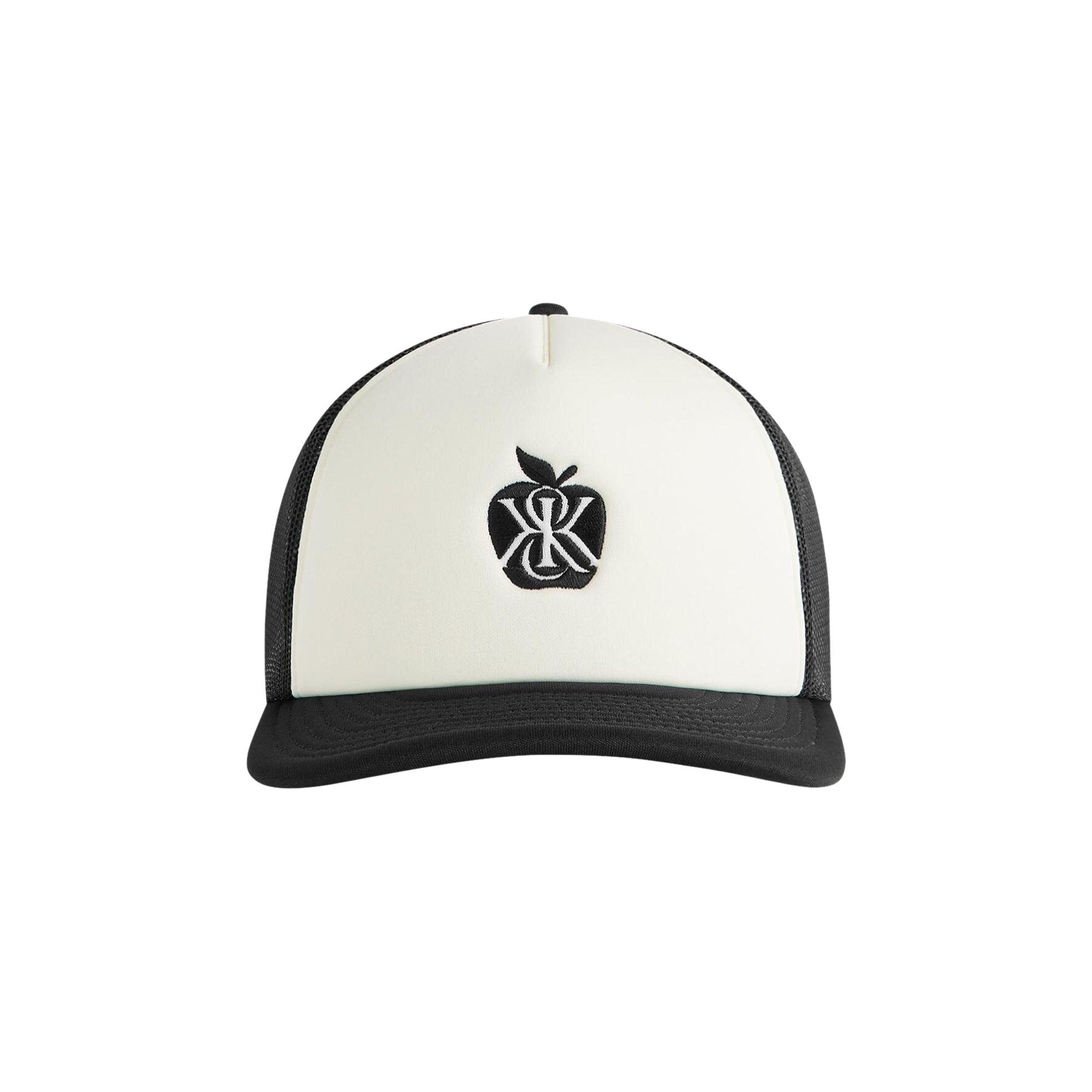 Pre-owned Kith Poly Foam Apple Crest Embroidery Nolan Trucker Hat 'black' | Men's Size Onesize