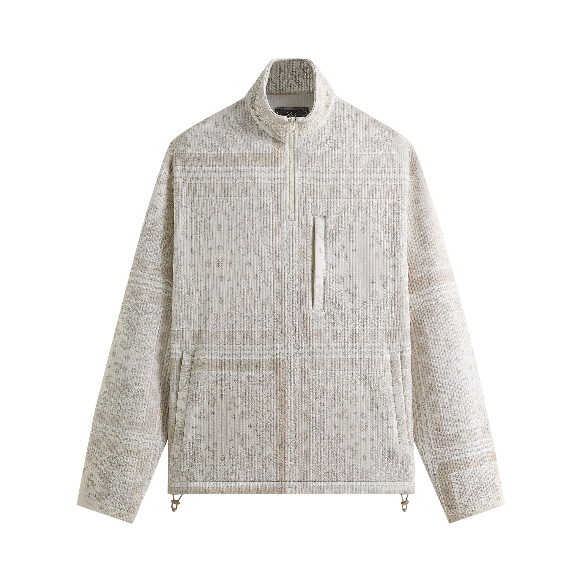 Pre-owned Kith Striped Interlock Claremont Quarter Zip 'canvas' | Cream | Men's Size Xxl In White