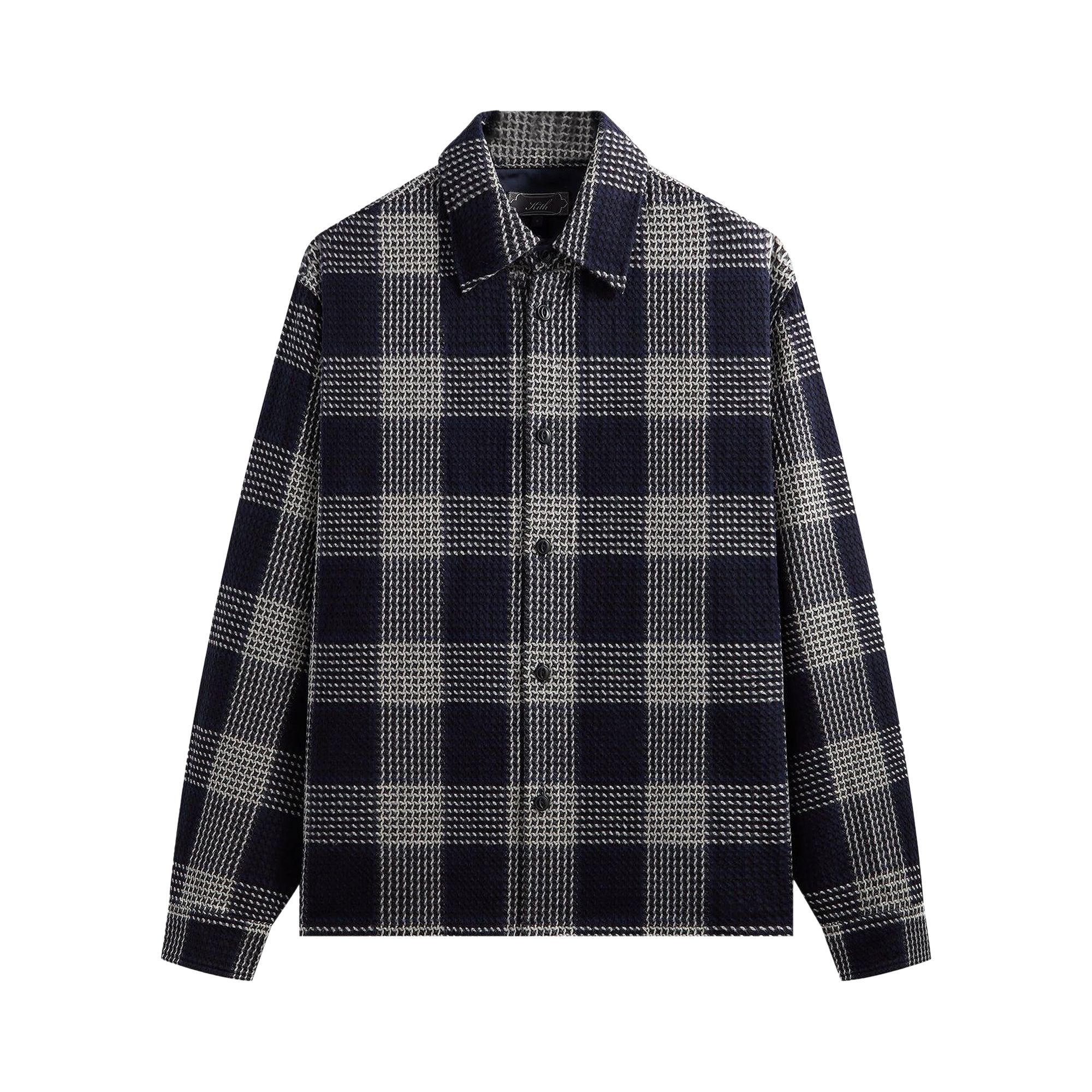 Pre-owned Kith Textured Plaid Deon Shirt 'nocturnal' | Black | Men's Size S