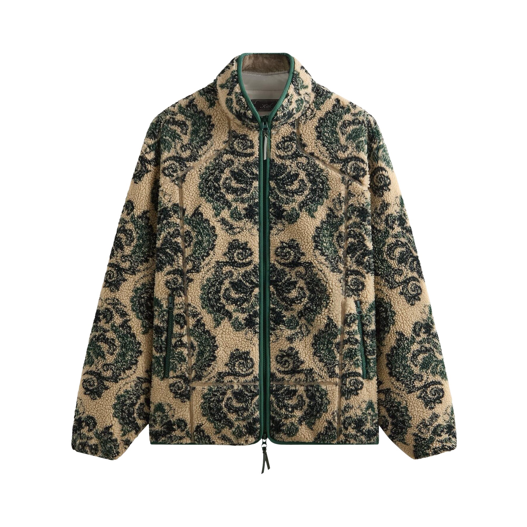 Pre-owned Kith Damask Floral Sherpa Harper Jacket 'eternal' | Tan | Men's Size L In Brown
