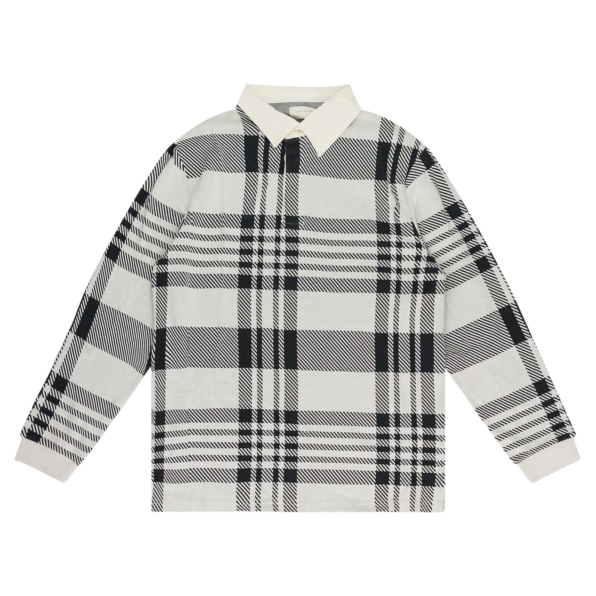 Pre-owned Aimé Leon Dore Buffalo Check Rugby Polo Shirt 'pristine' | Cream | Men's Size L In White