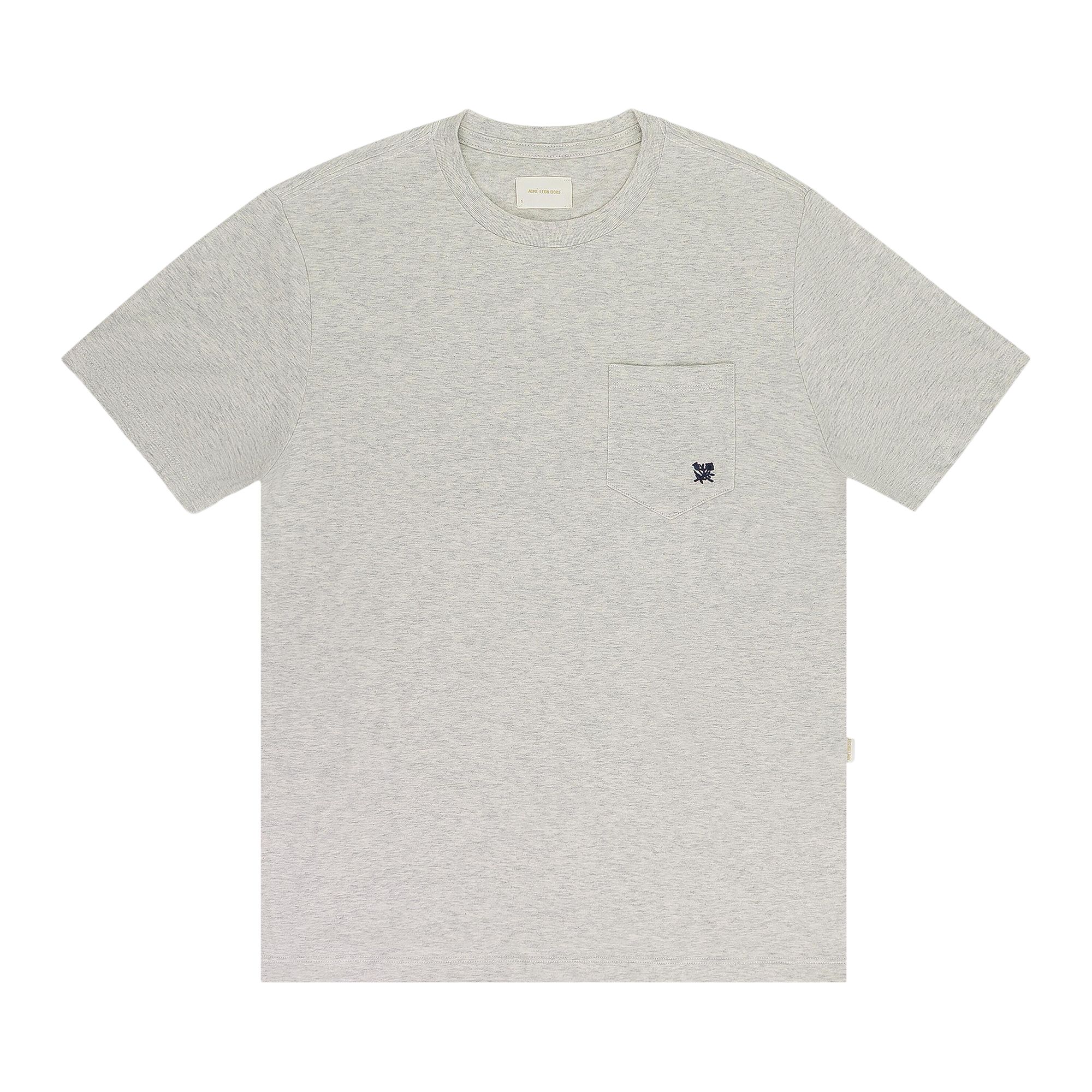 Pre-owned Aimé Leon Dore Crest Pocket T-shirt 'oatmeal Melange' | White | Men's Size S