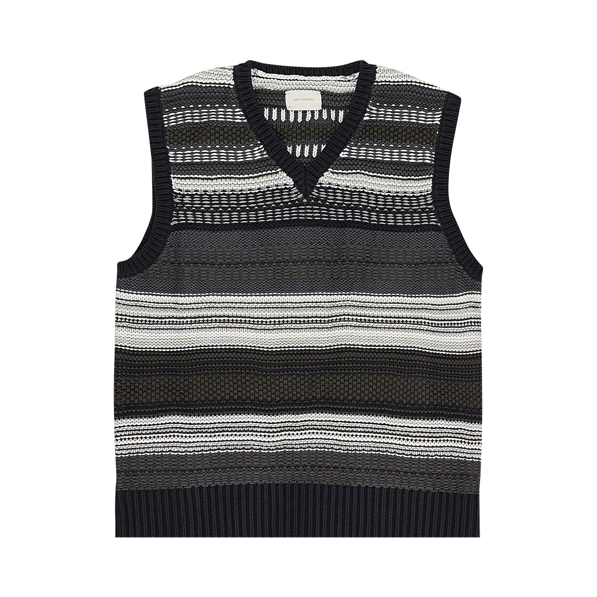 Pre-owned Aimé Leon Dore Striped Sweater Vest 'jet Black' | Men's Size S