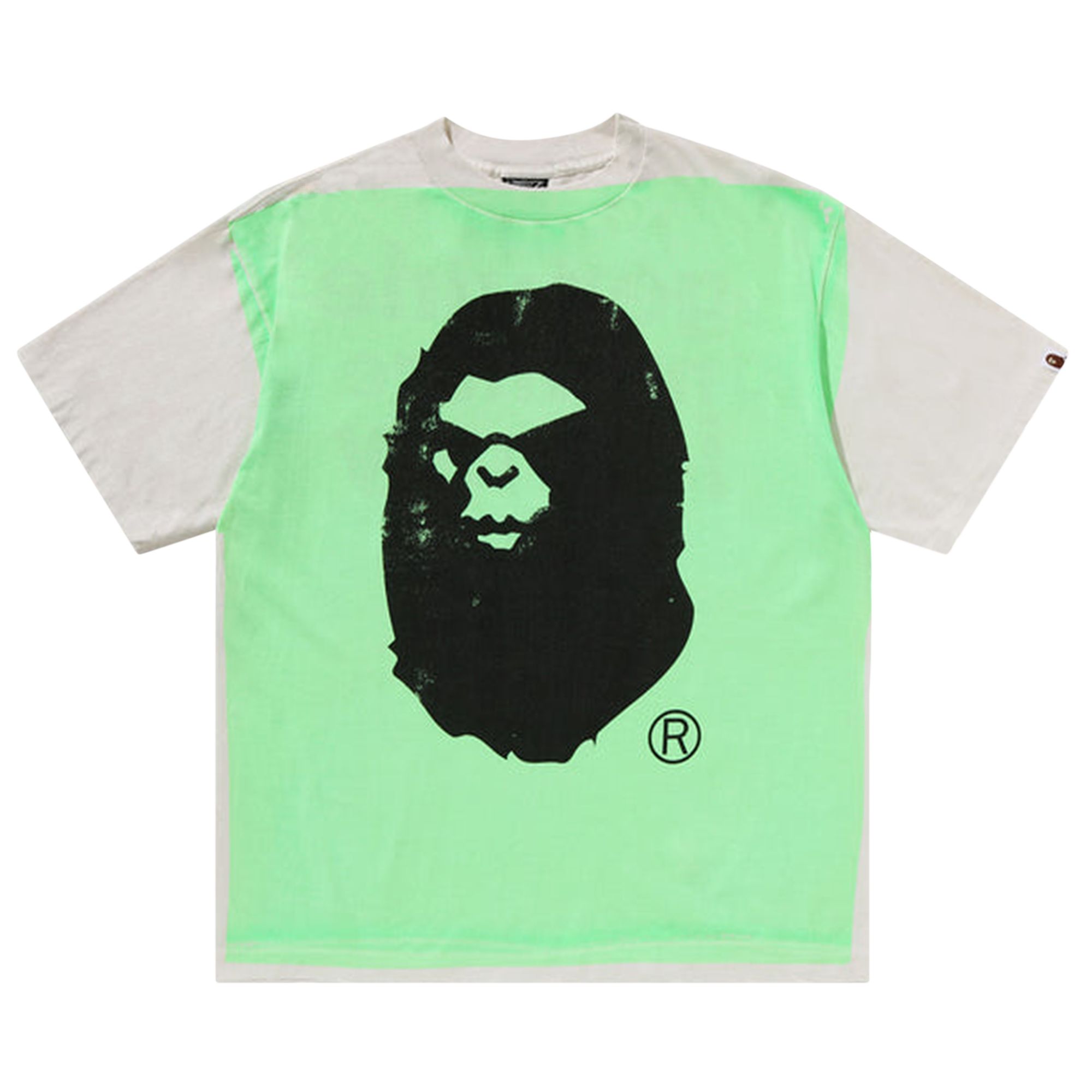 Pre-owned Bape X Saint Mxxxxxx Mad Face Handprinting Tee 'white/green' | Men's Size M