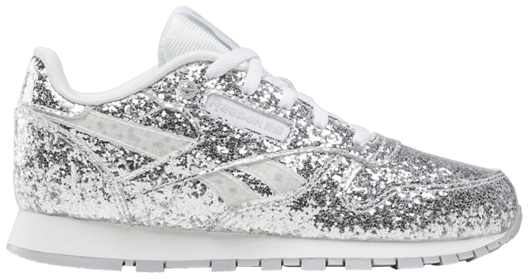 Reebok Classic Leather Step n Flash 20 Little Kid Sparkly Silver