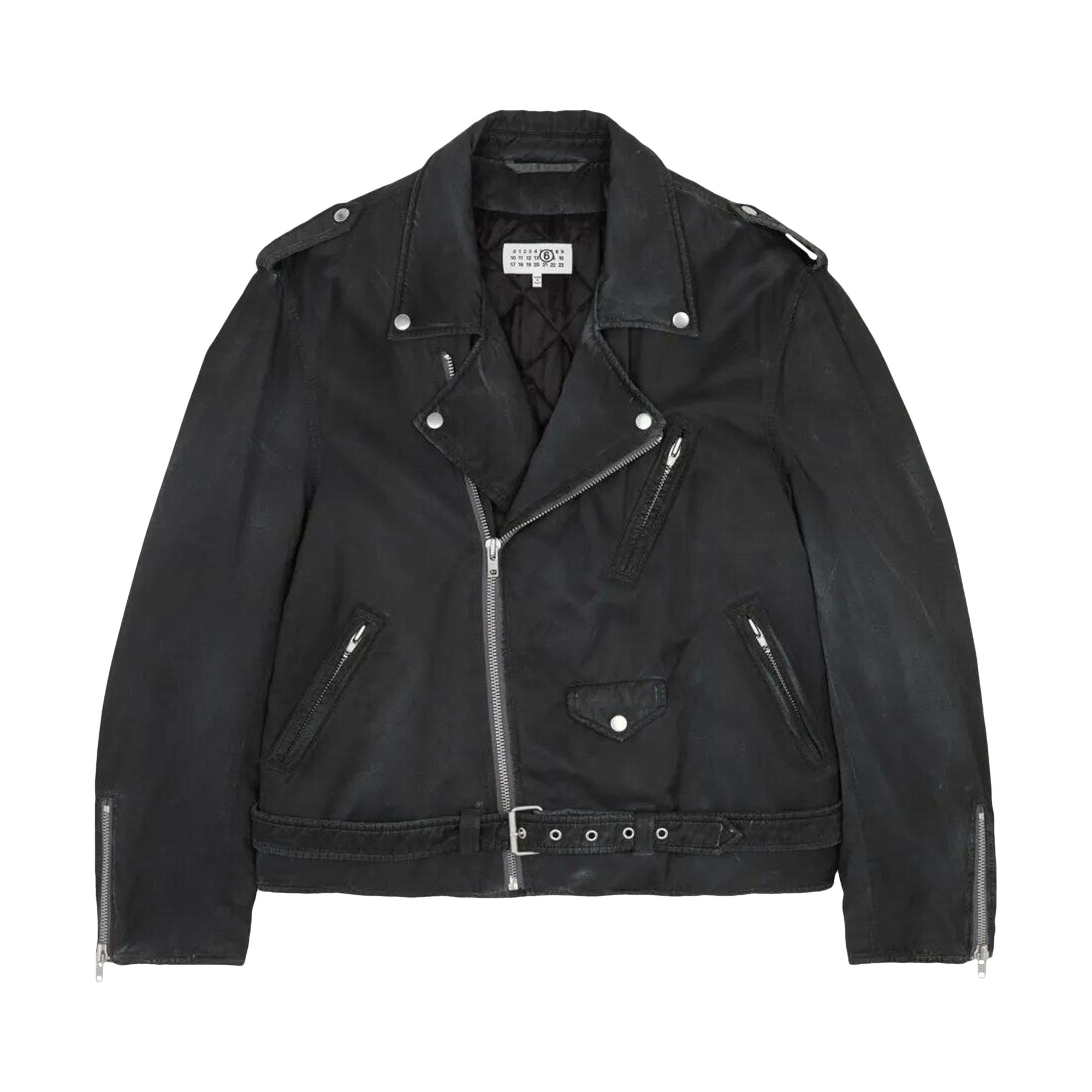 Pre-owned Mm6 Maison Margiela Belted Biker Jacket 'black' | Men's Size 46