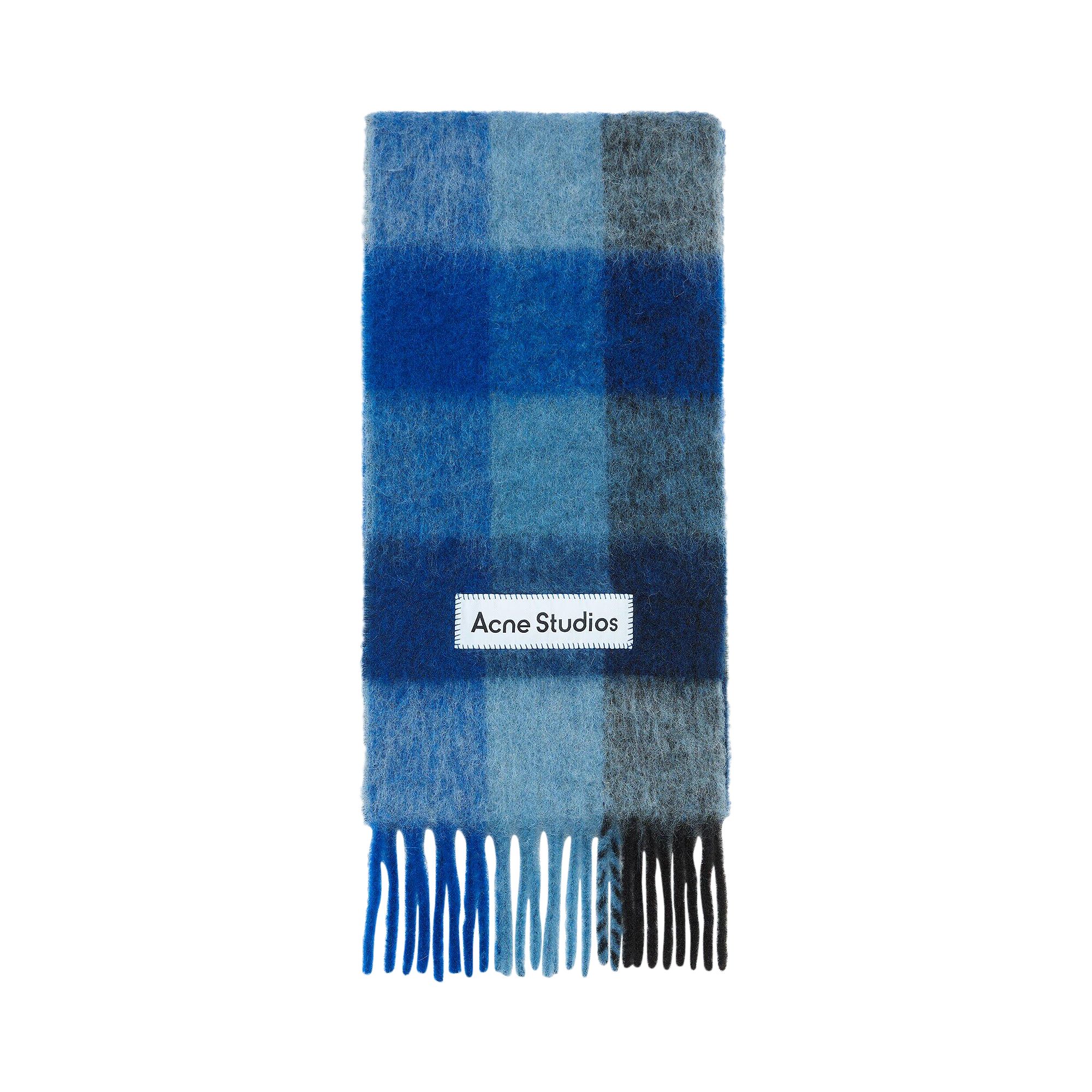 Pre-owned Acne Studios Mohair Checked Scarf 'dark Navy/black/blue' | Men's Size Onesize