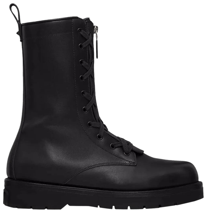 Valentino X Combat Leather Boot Black