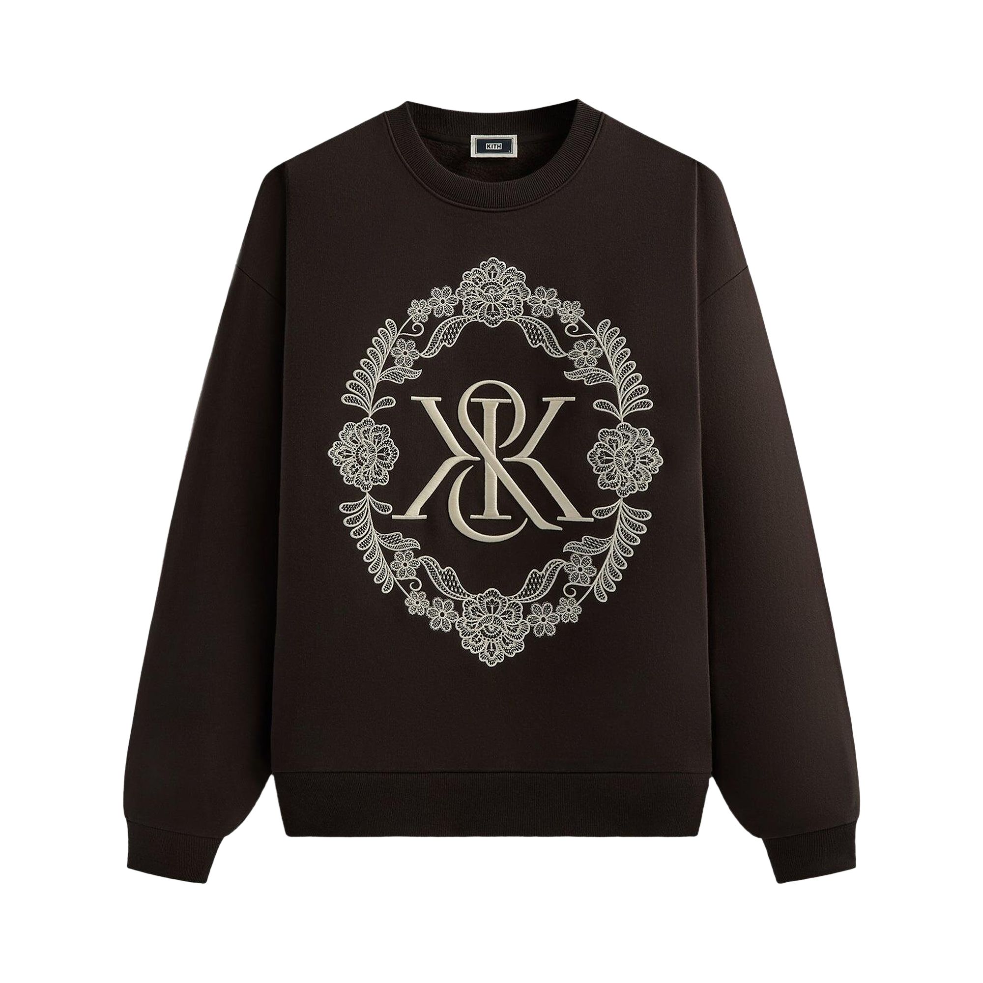 Pre-owned Kith Floral Lace Nelson Crewneck 'kindling' | Black | Men's Size L