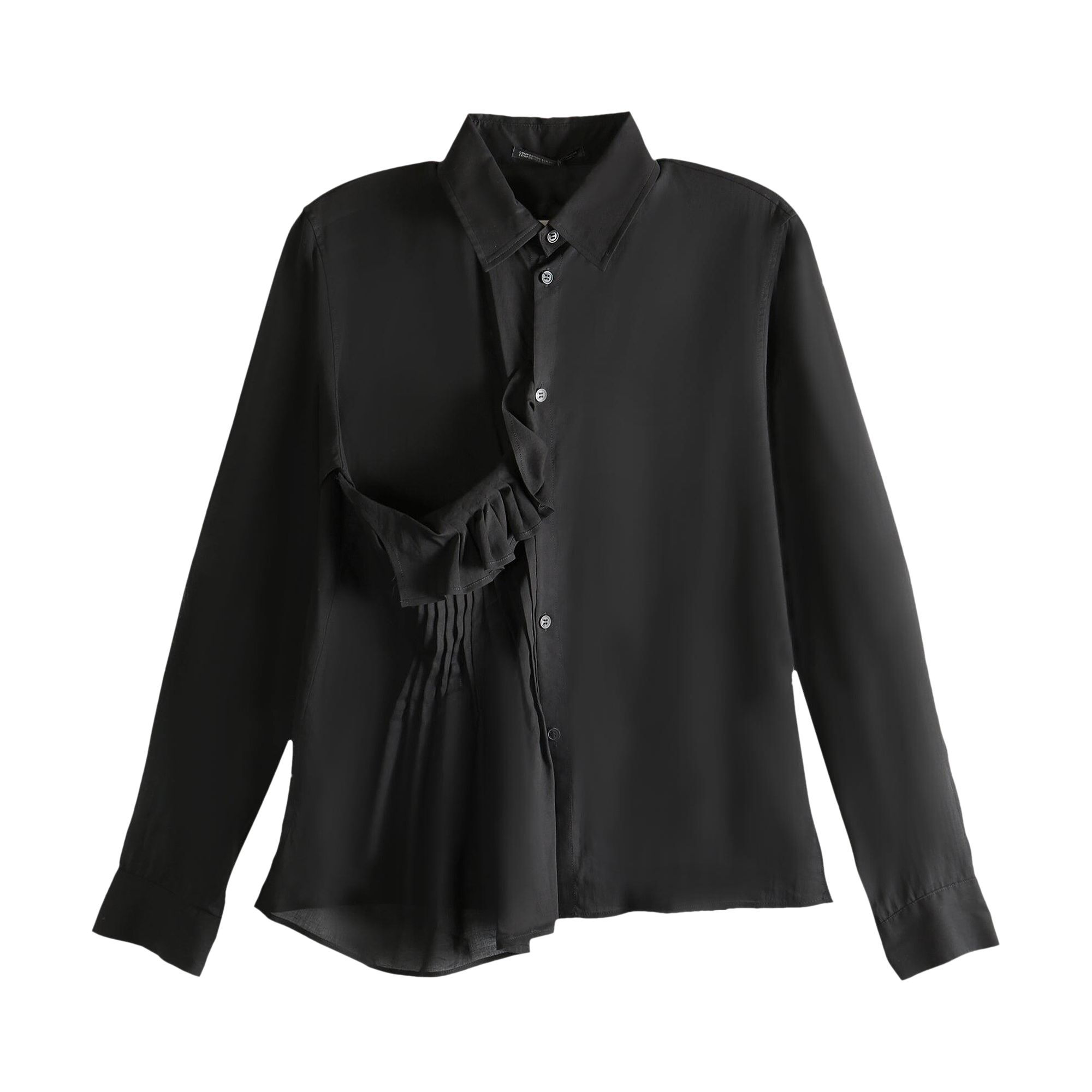 Pre-owned Yohji Yamamoto R Front Pintuck Blouse Top 'black' | Women's Size 2