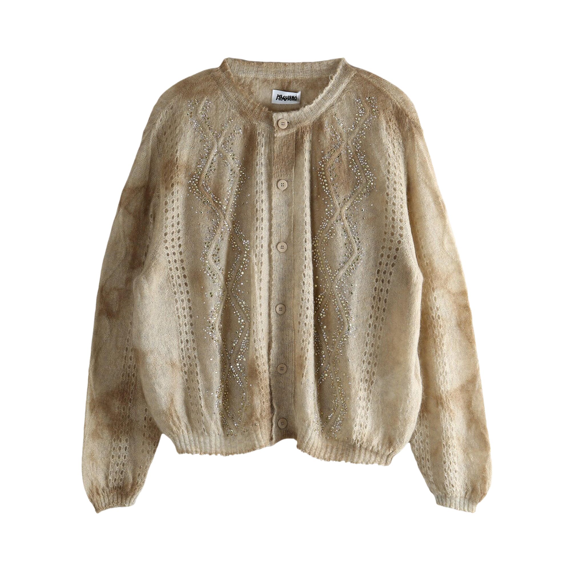 Pre-owned Magliano Dusty Swarovski Cardigan 'beige' | Cream | Men's Size M In White