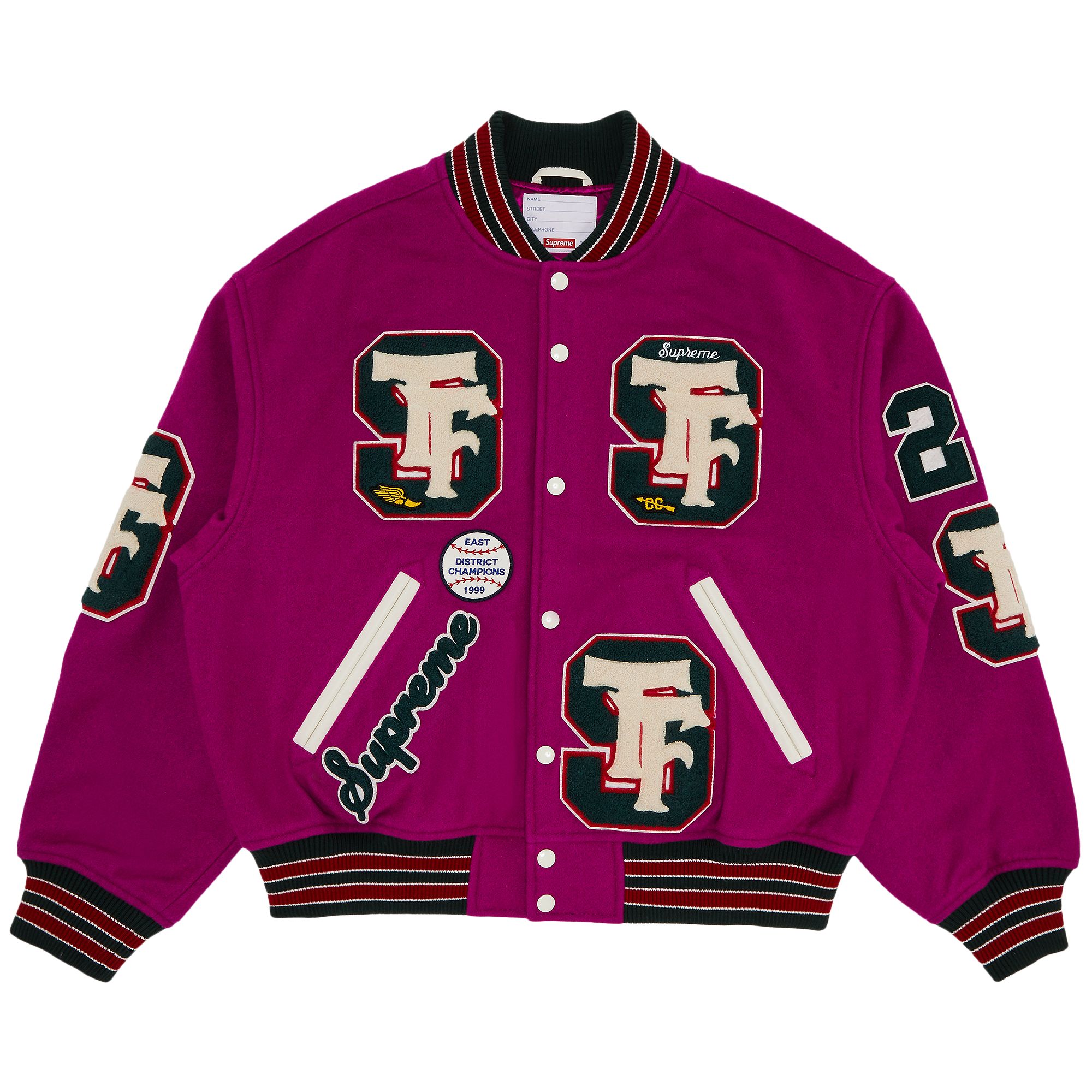 Pre-owned Supreme Drill Team Varsity Jacket 'magenta' | Pink | Men's Size Xxl