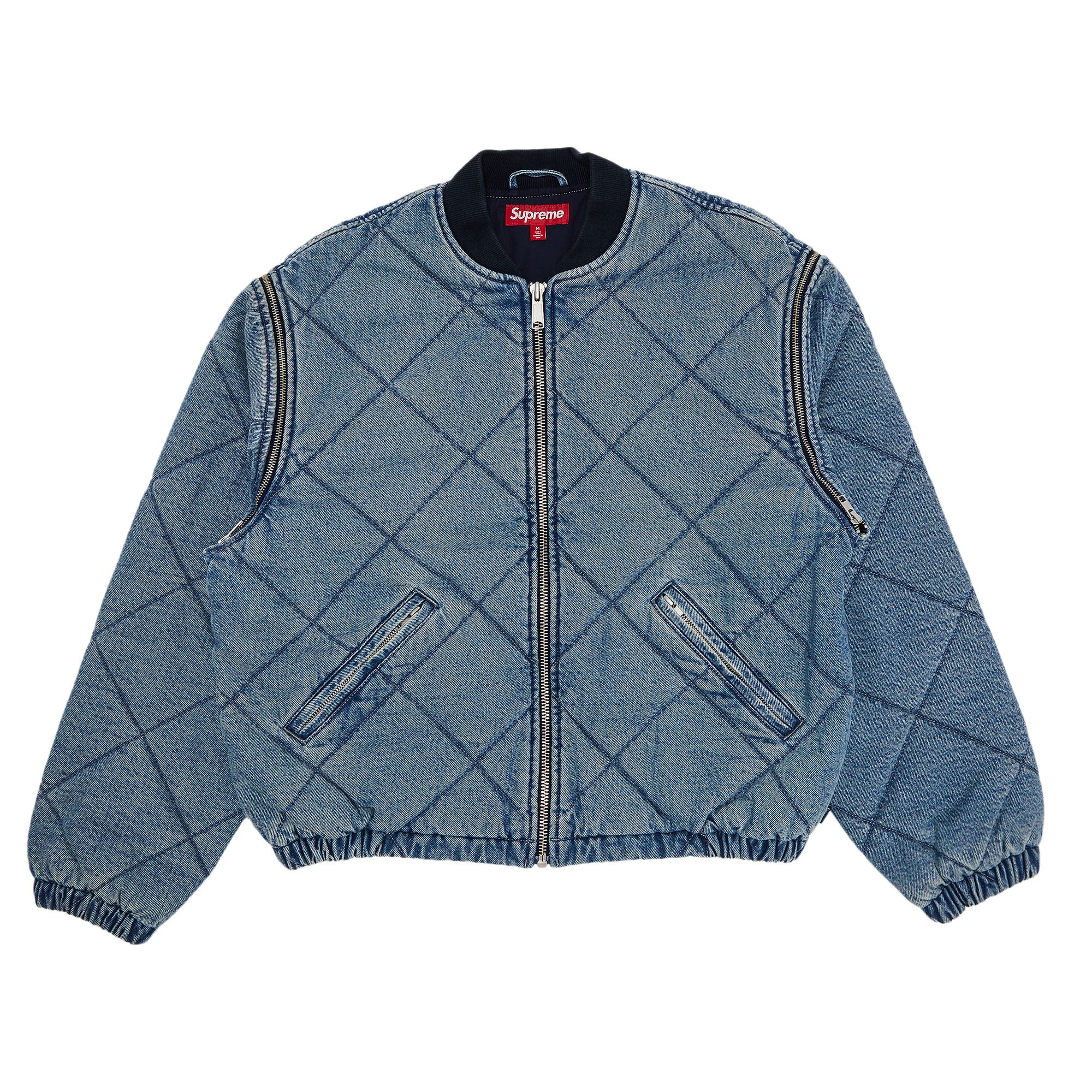 Pre-owned Supreme Zip-off Sleeve Quilted Bomber Jacket 'denim' | Blue | Men's Size Xl