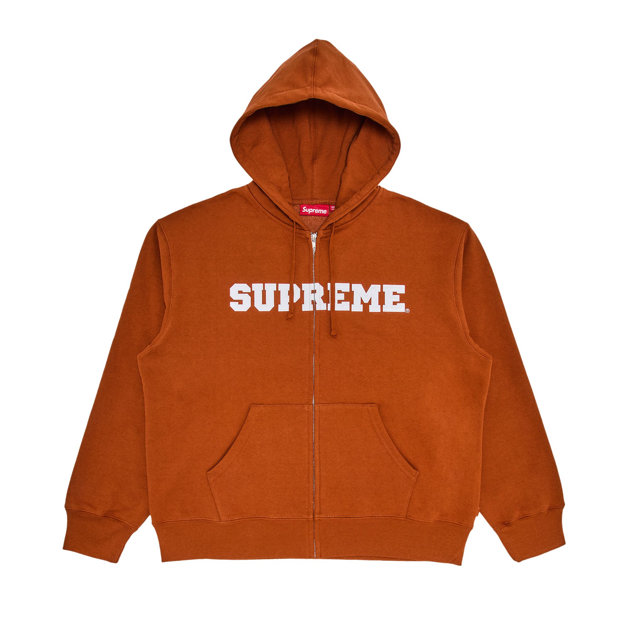 Pre-owned Supreme Collegiate Appliqué Zip Up Hooded Sweatshirt 'rust' | Orange | Men's Size S