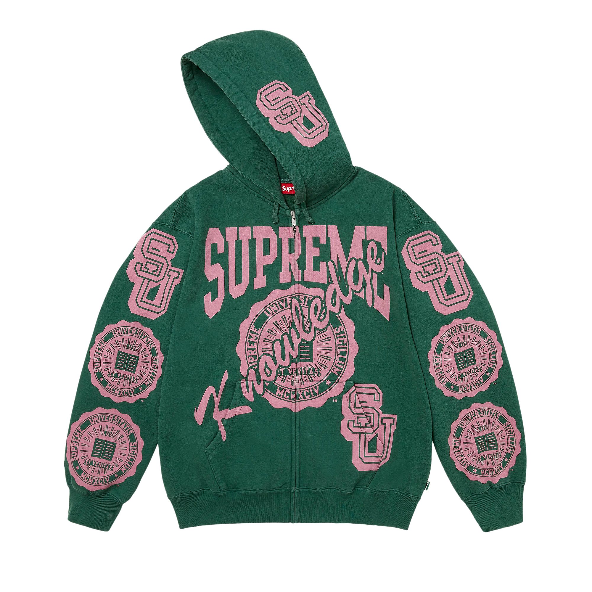Pre-owned Supreme Knowledge Reigns Zip Up Hooded Sweatshirt 'dark Green' | Men's Size M