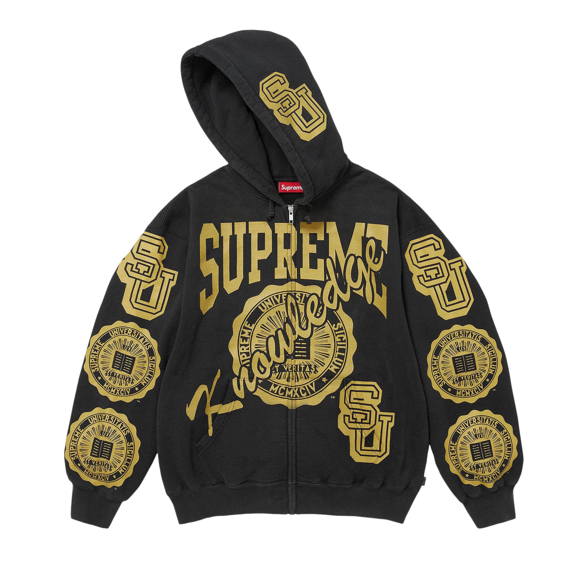 Pre-owned Supreme Knowledge Reigns Zip Up Hooded Sweatshirt 'black' | Men's Size M