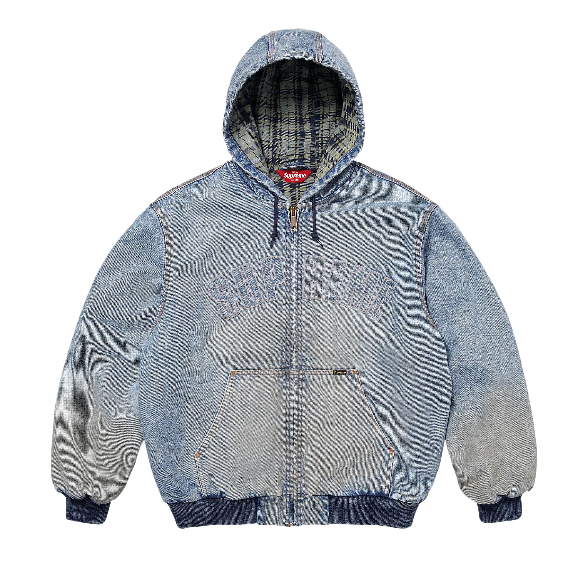 Pre-owned Supreme Reflective Arc Hooded Work Jacket 'denim' | Blue | Men's Size L