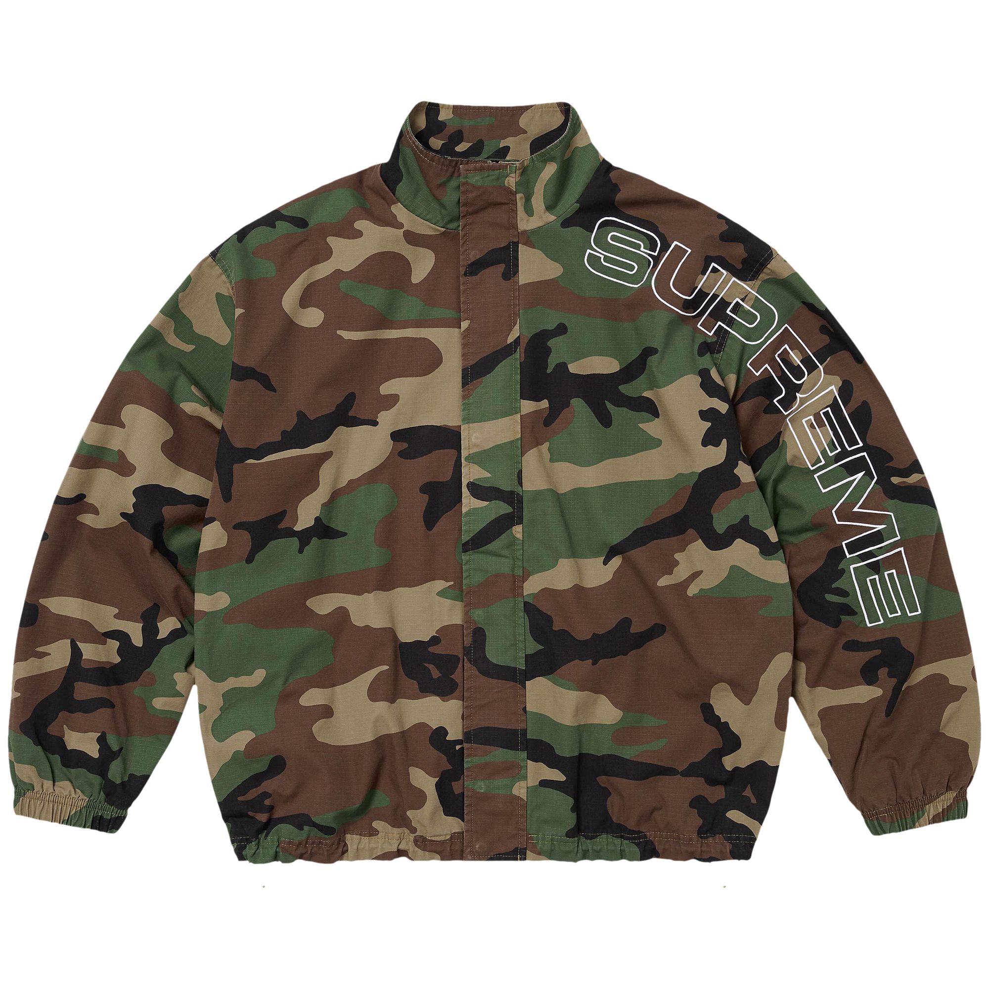 Pre-owned Supreme Spellout Embroidered Ripstop Track Jacket 'woodland Camo' | Multi-color | Men's Size S