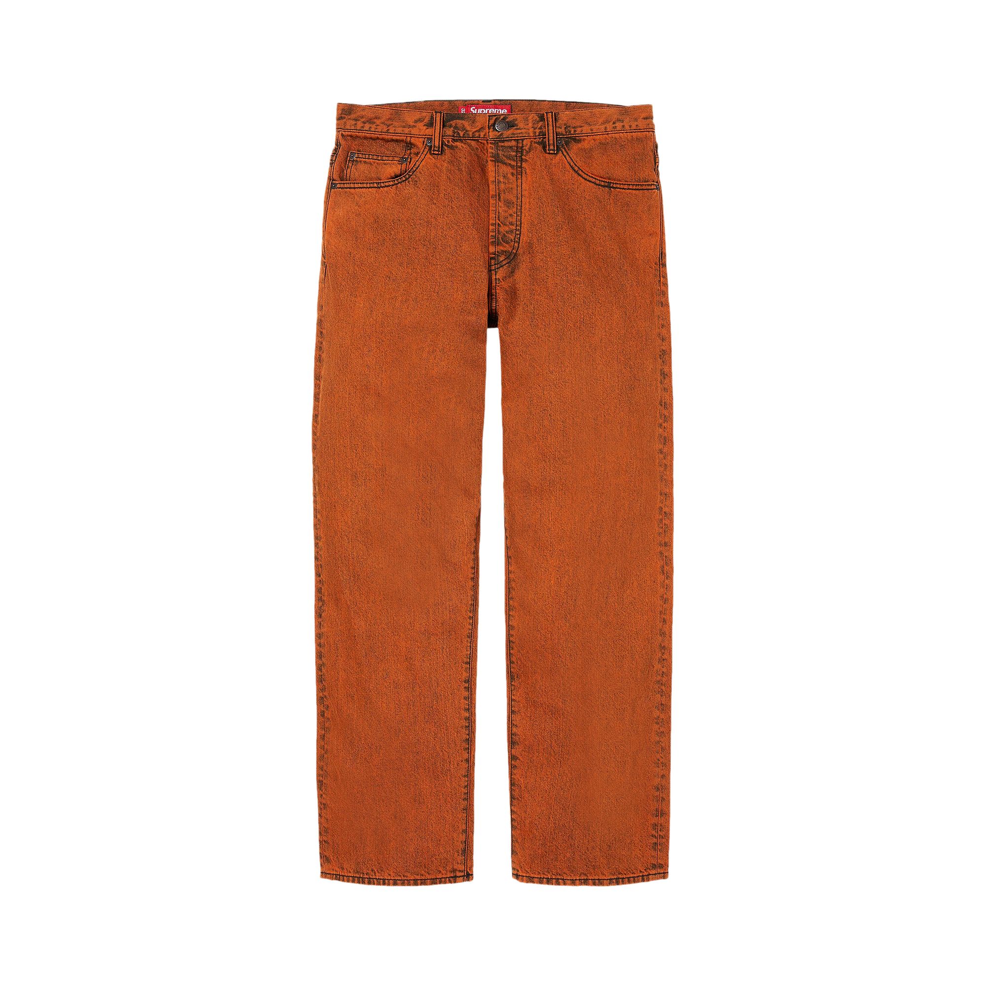 Pre-owned Supreme Regular Jean 'overdyed Orange' | Men's Size 32
