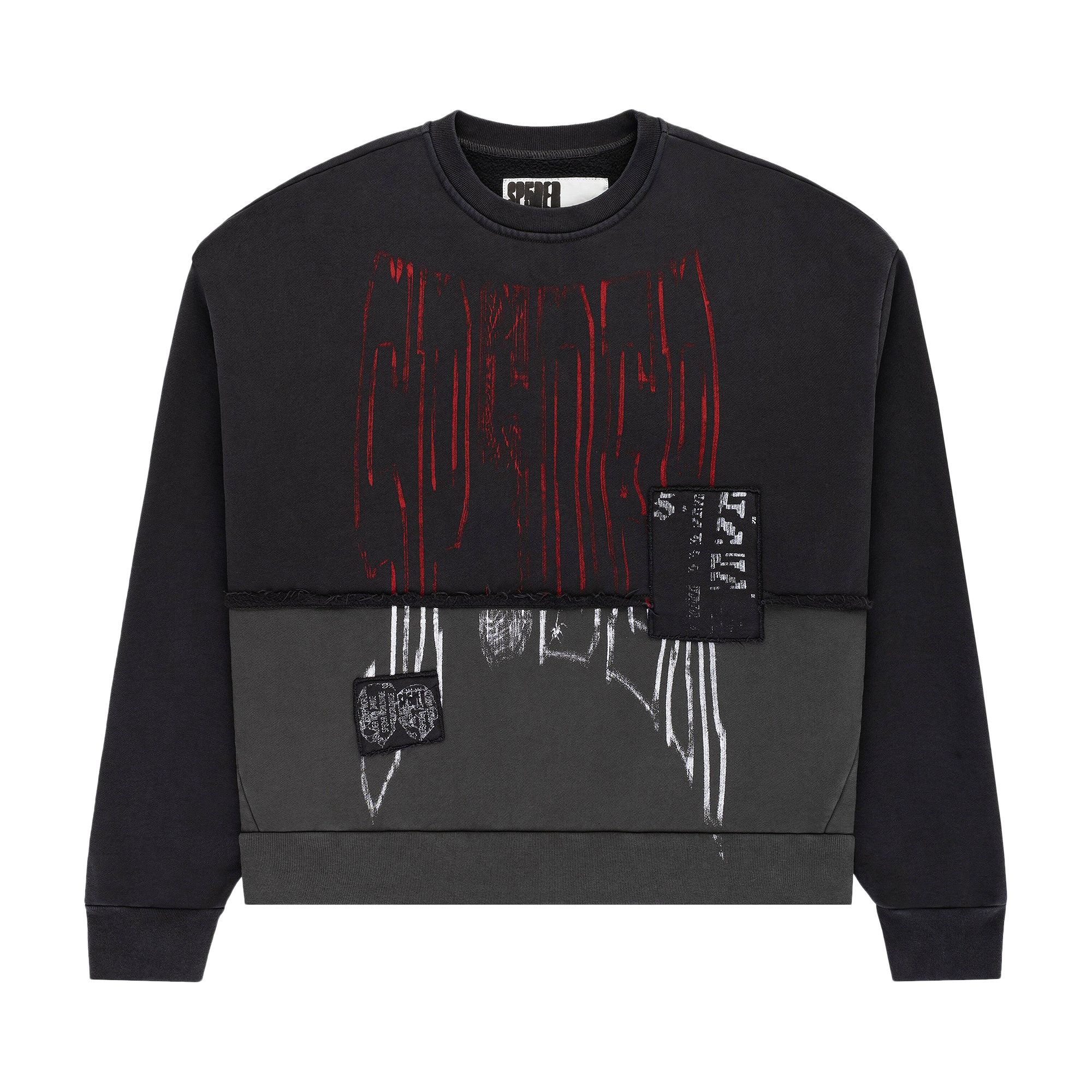 Pre-owned Sp5der Diffused Collegiate Crewneck 'black' | Men's Size L