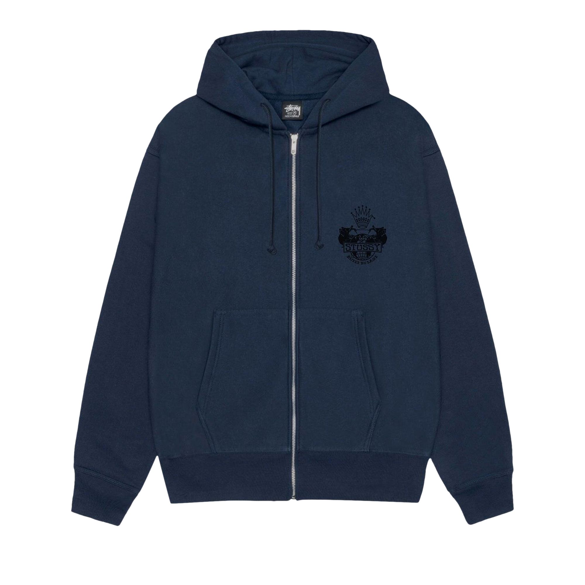 Pre-owned Stussy Built To Last Zip Hoodie 'navy' | Blue | Men's Size M