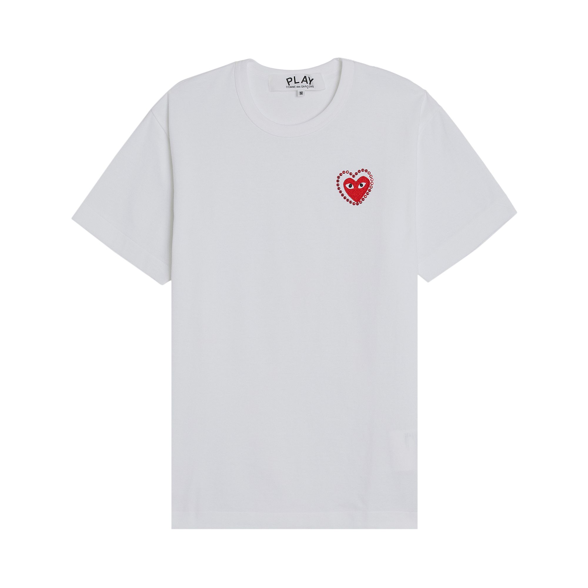 Pre-owned Comme Des Garçons Play Metalstone Heart T-shirt 'white/red' | Men's Size M