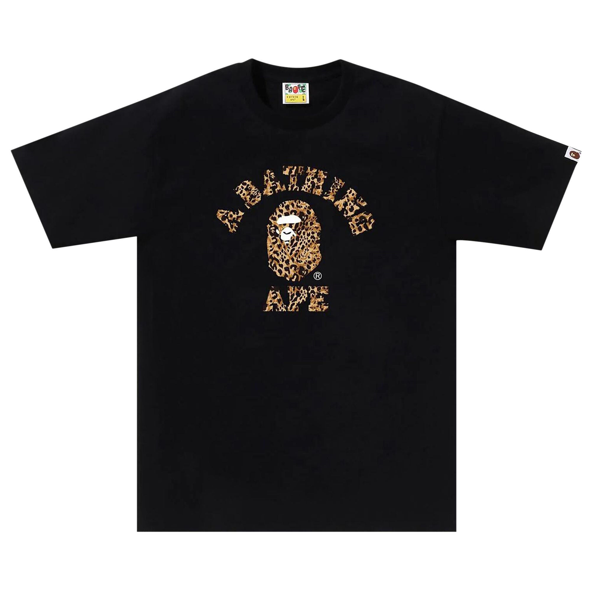 Pre-owned Bape Wild Leopard Pattern College Tee 'black/beige' | Men's Size S