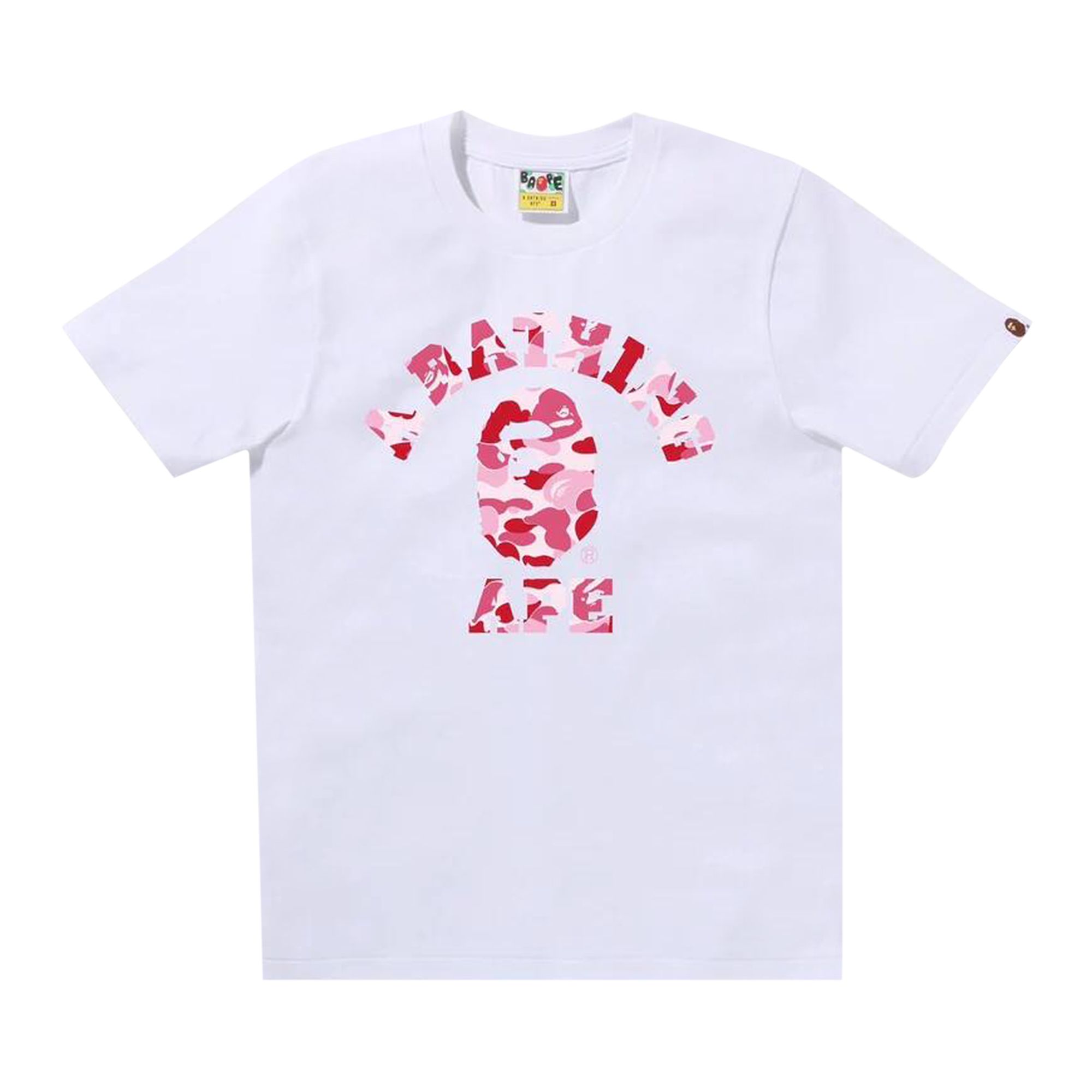 Pre-owned Bape Abc Camo College Tee 'white/pink' | Women's Size Xs