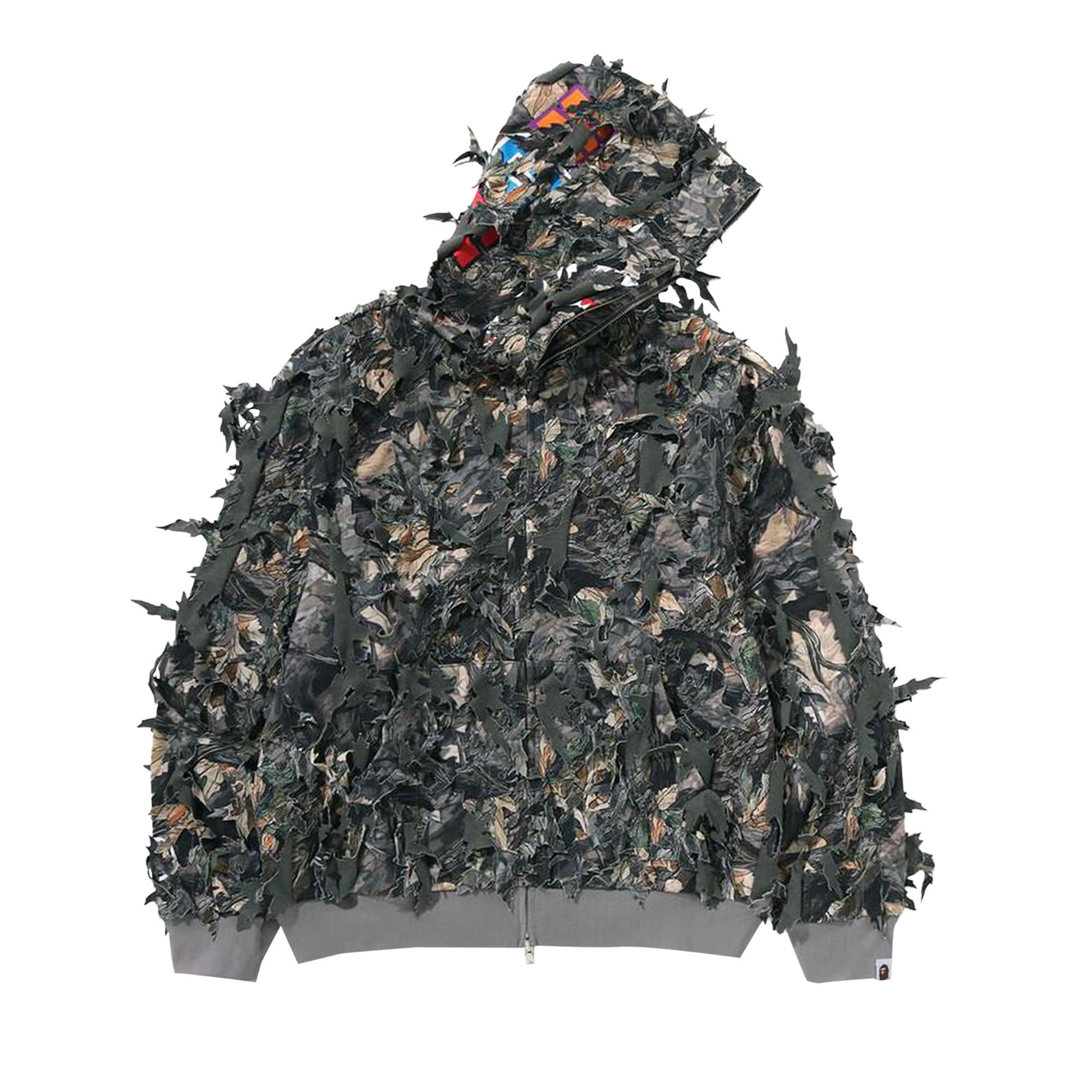 Pre-owned Bape Tree Edge Camo Laser Cut Shark Cropped Fit Full Zip Hoodie 'brown' | Men's Size Xl