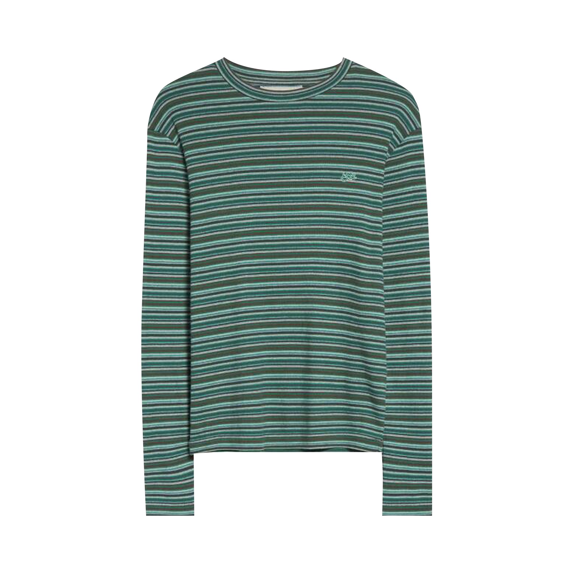 Pre-owned Erl Striped Long-sleeve T-shirt 'green' | Men's Size Xl