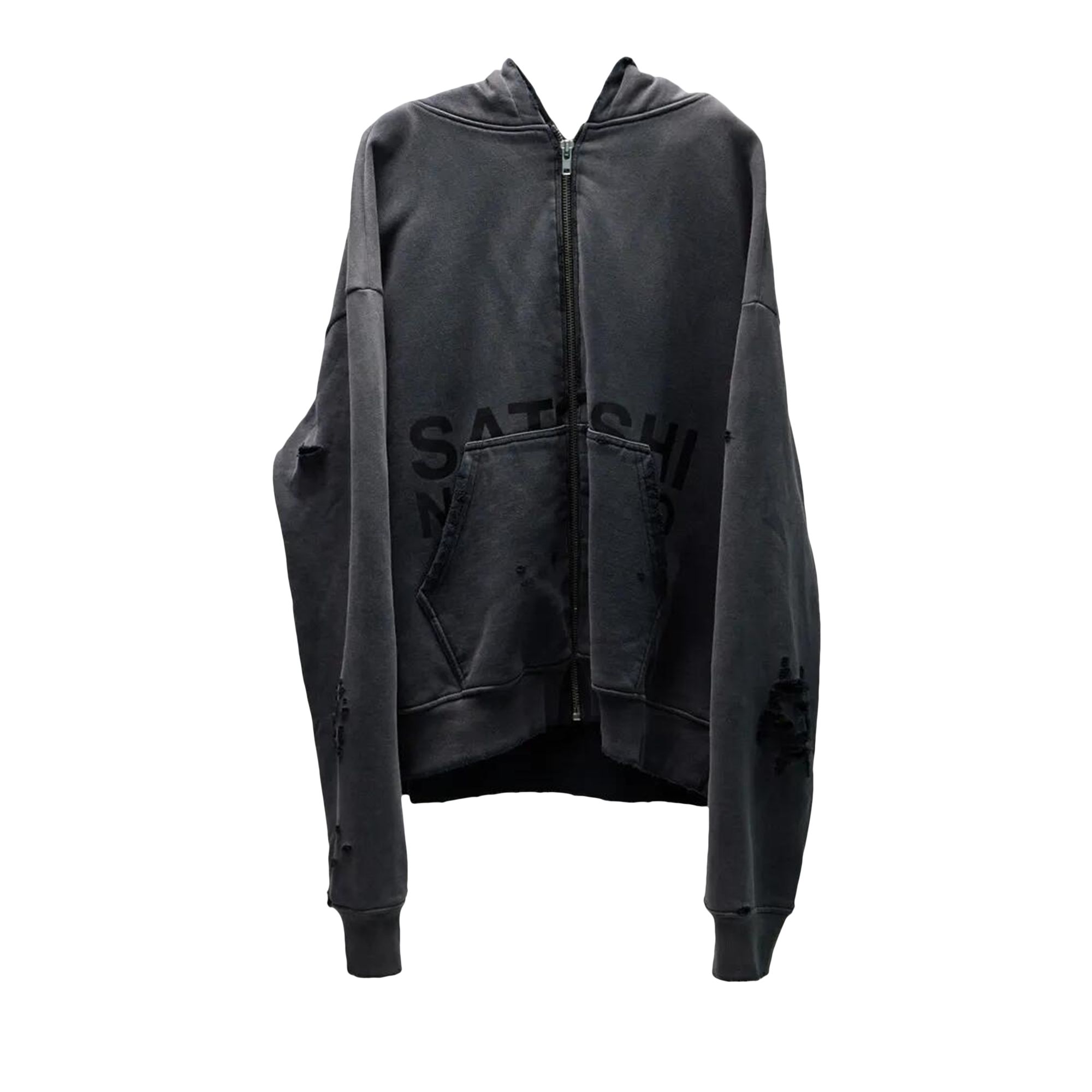 Pre-owned Satoshi Nakamoto Elliott Zip Up Hoodie 'washed Black' | Men's Size Xl