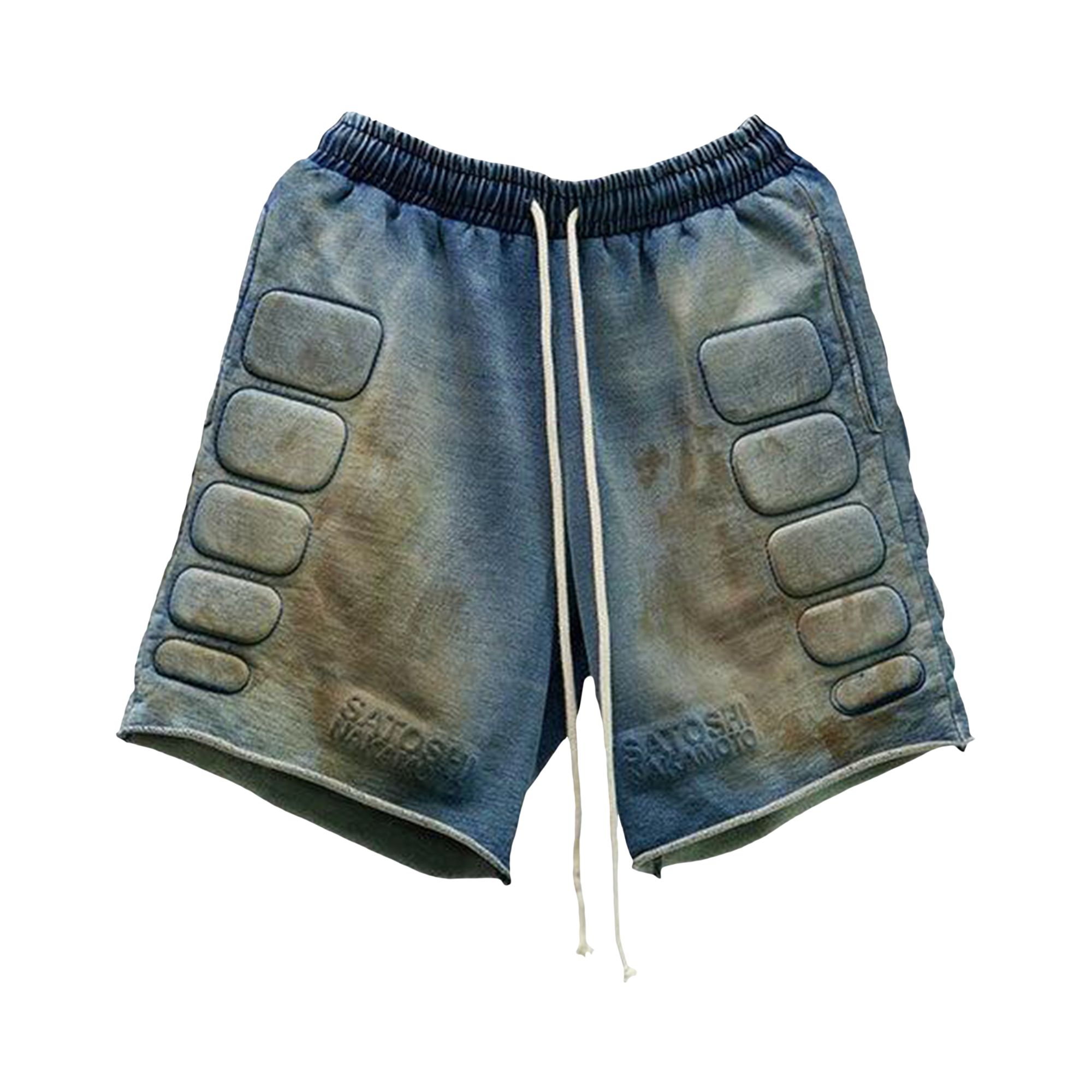 Pre-owned Satoshi Nakamoto Luke Moto Shorts 'dirty Blue' | Men's Size L