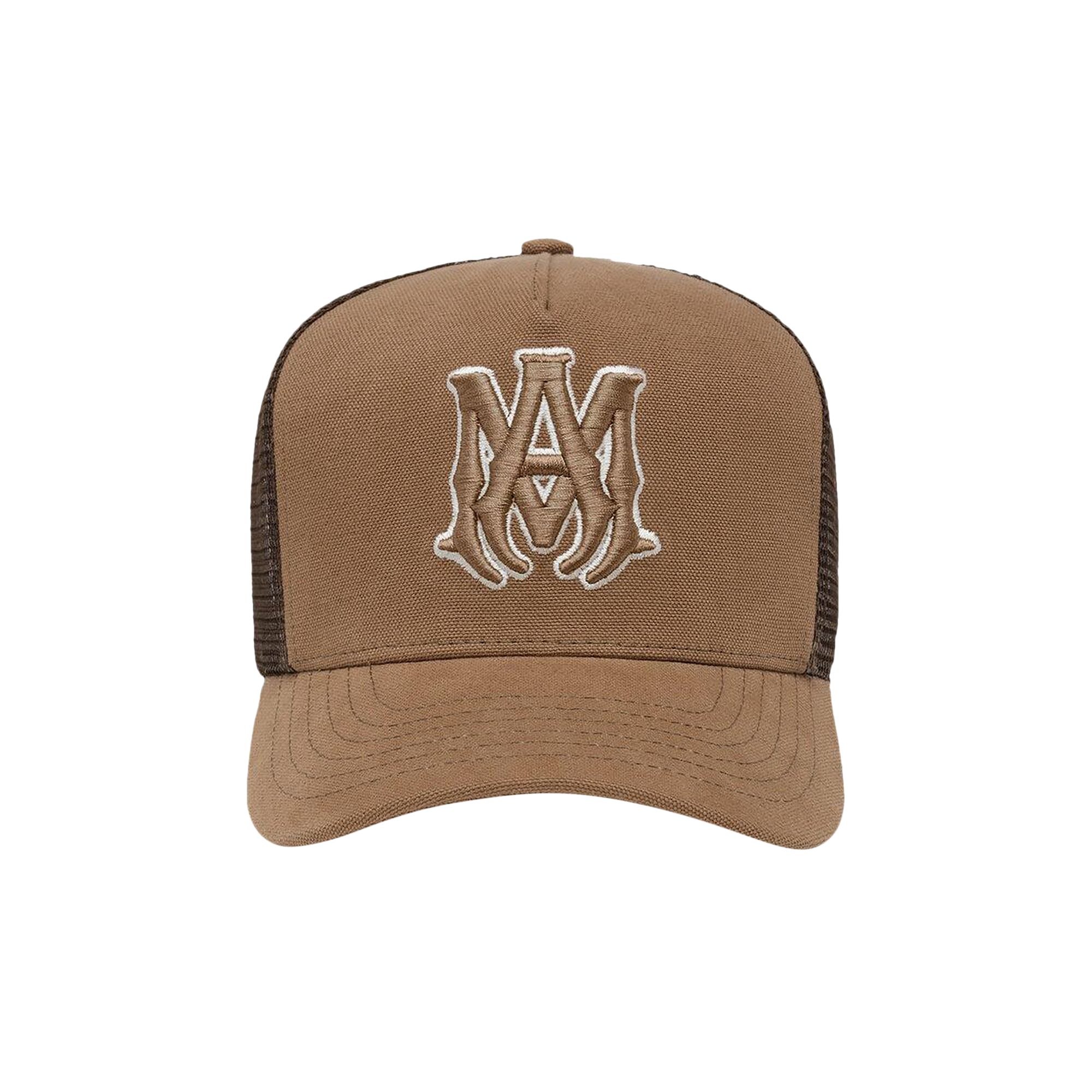 Pre-owned Amiri Ma Outline Trucker Hat 'malt' | Brown | Men's Size Onesize