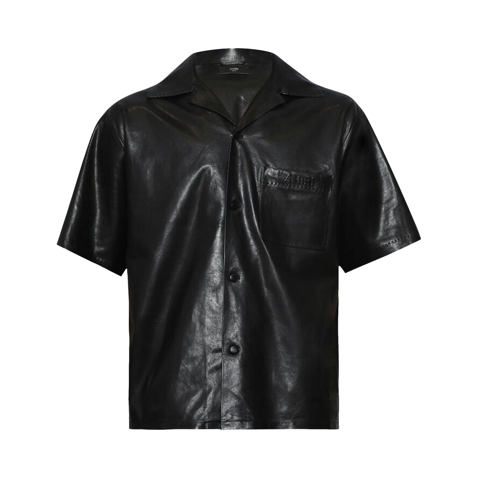 Pre-owned Amiri Lightweight Leather Camp Shirt 'black' | Men's Size 52