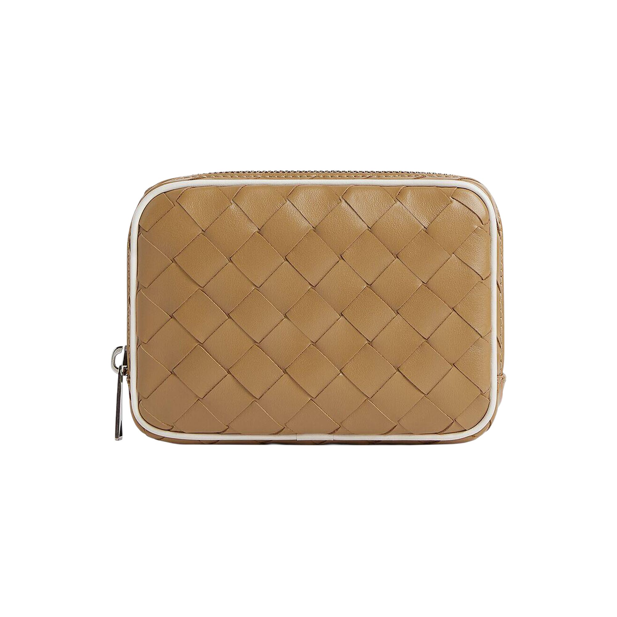Pre-owned Bottega Veneta Intrecciato Teen Zipped Pouch 'dark Praline/white' | Tan | Men's Size Onesize In Brown