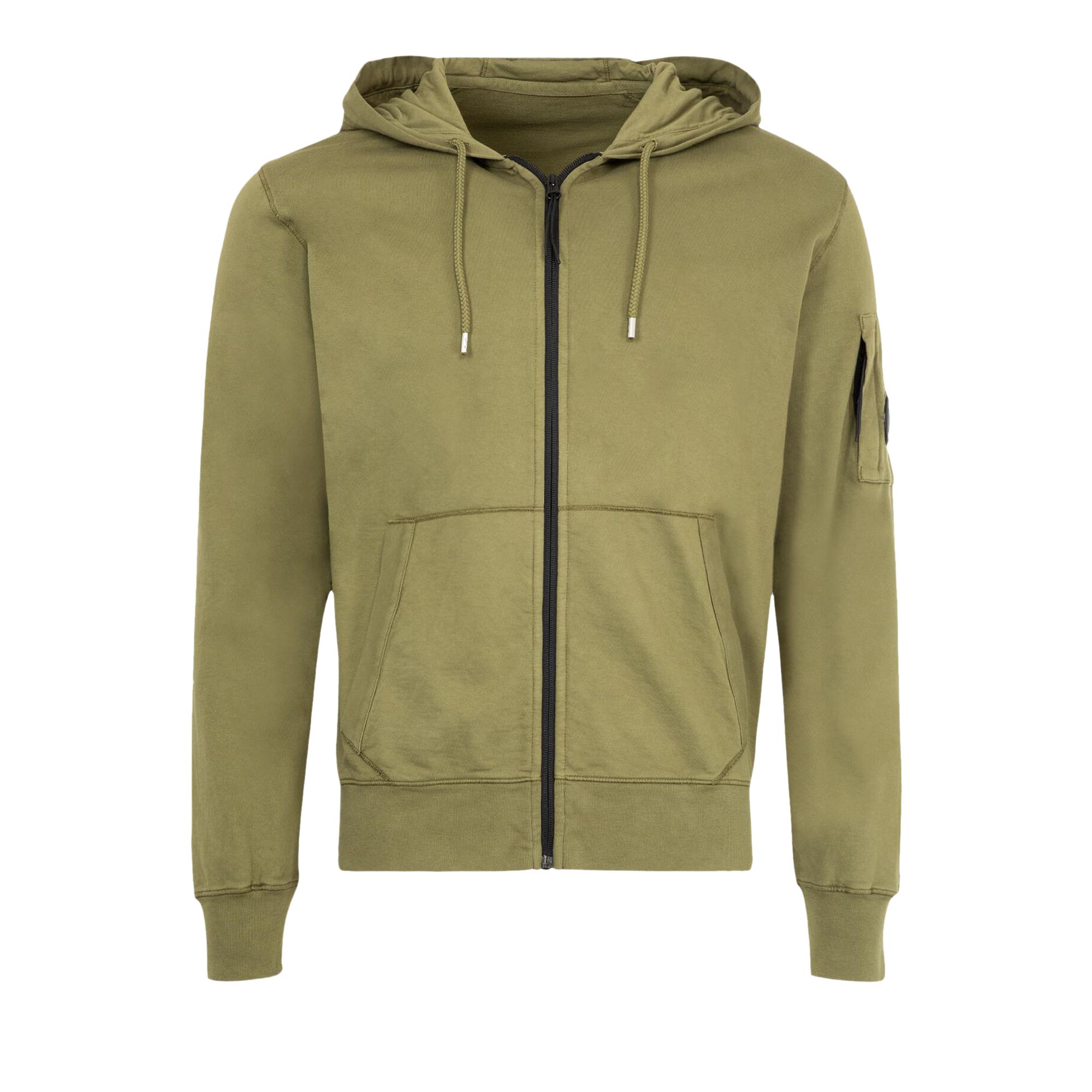 Pre-owned C.p. Company Light Fleece Hooded Full Zip Sweatshirt 'capers' | Green | Men's Size L