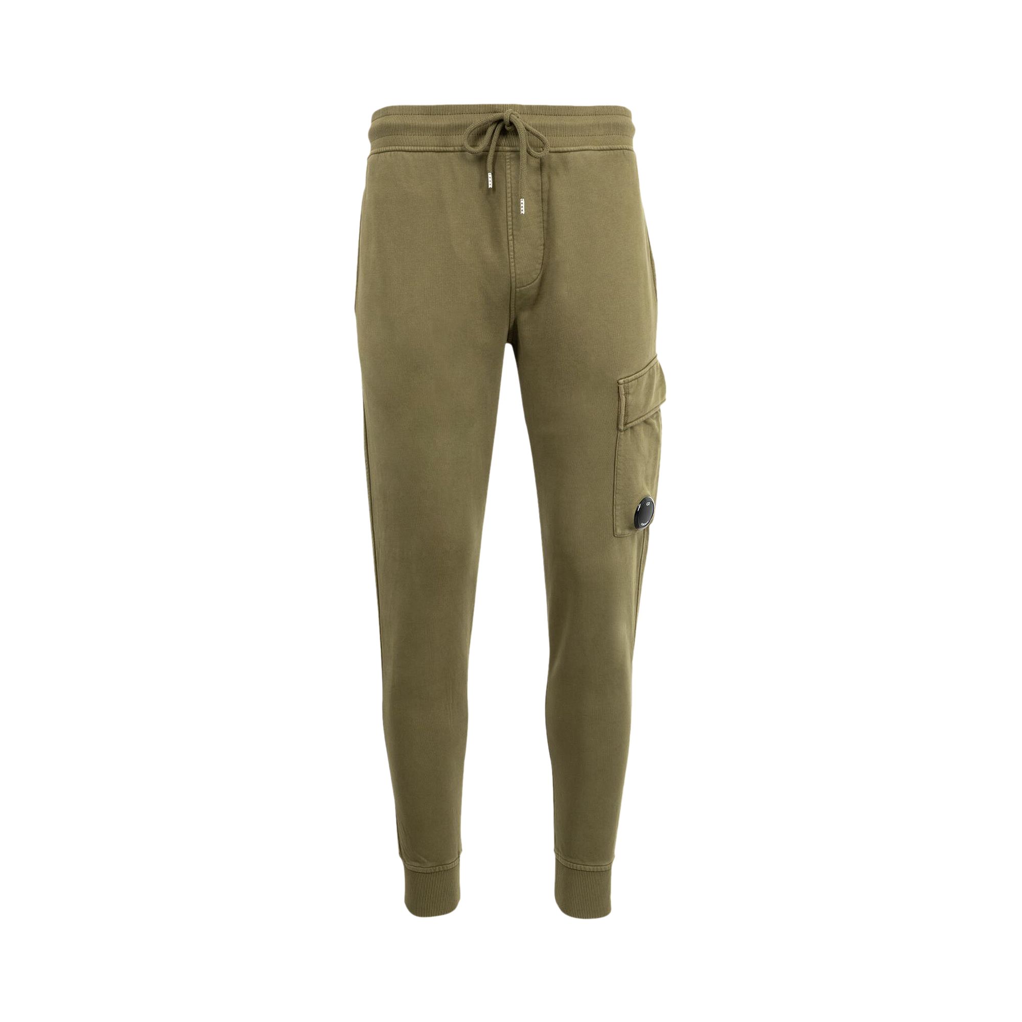Pre-owned C.p. Company Brushed And Emerized Diagonal Fleece Cargo Lens Sweatpants 'capers' | Green | Men's Siz