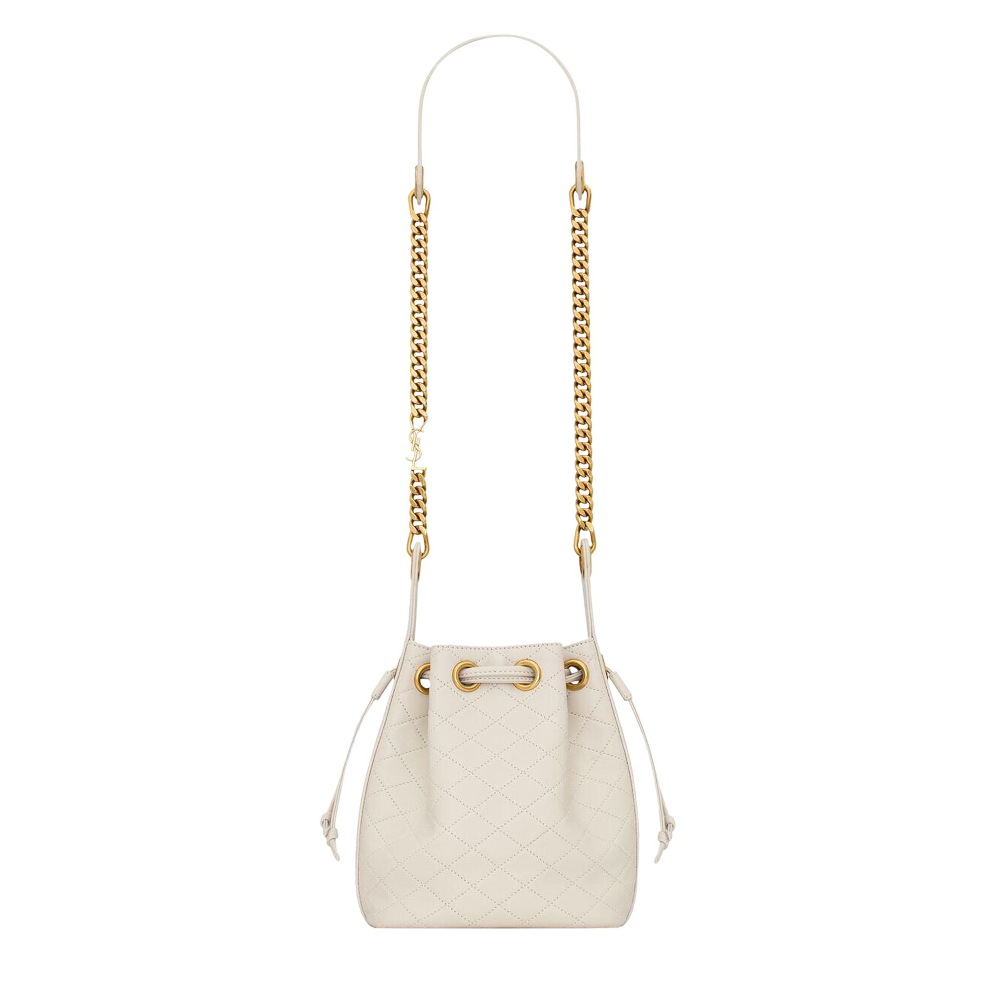 Pre-owned Saint Laurent Cassandre Bucket Bag In Lambskin 'crema Soft' | Cream | Women's Size Onesize In White