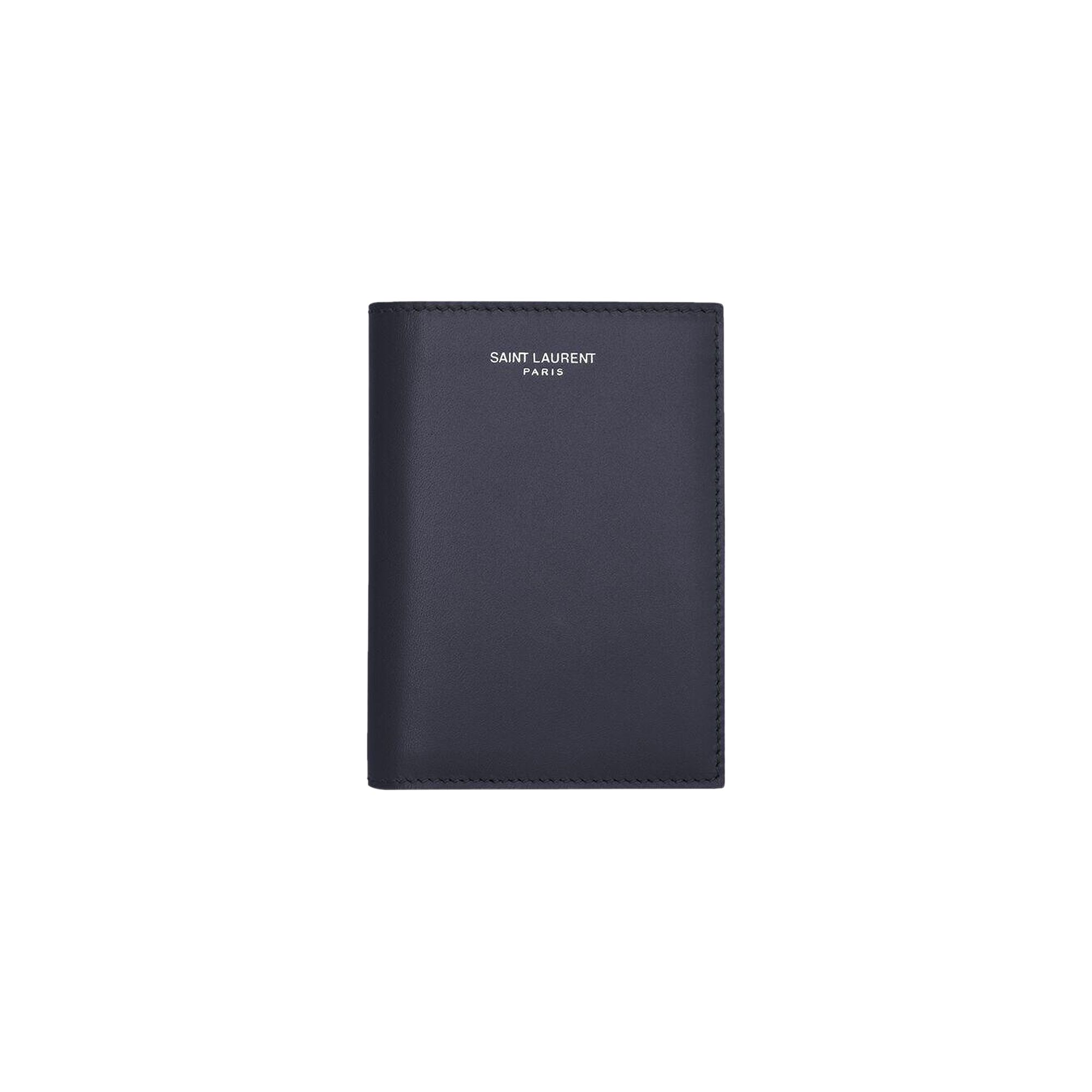 Pre-owned Saint Laurent Paris Credit Card Wallet In Smooth Leather 'midnight' | Blue | Men's Size Onesize