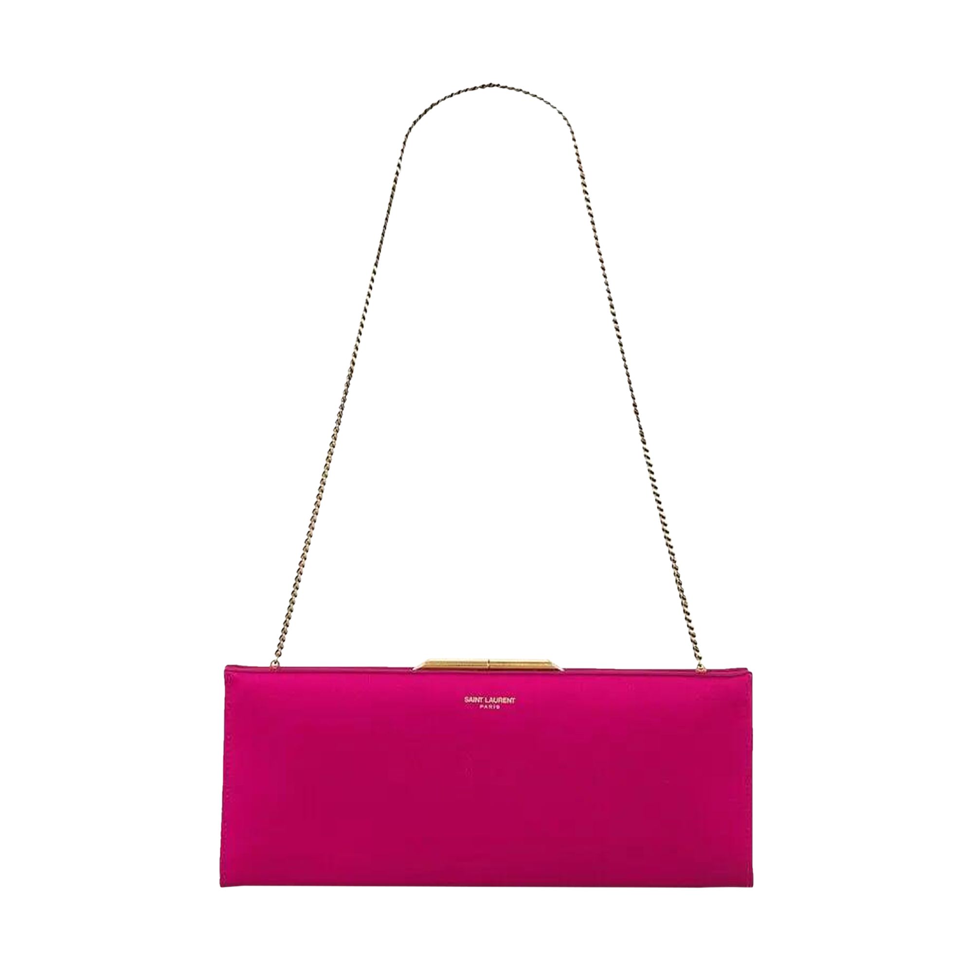 Pre-owned Saint Laurent Midnight Small Clutch In Satin 'deep Magenta' | Pink | Women's Size Onesize