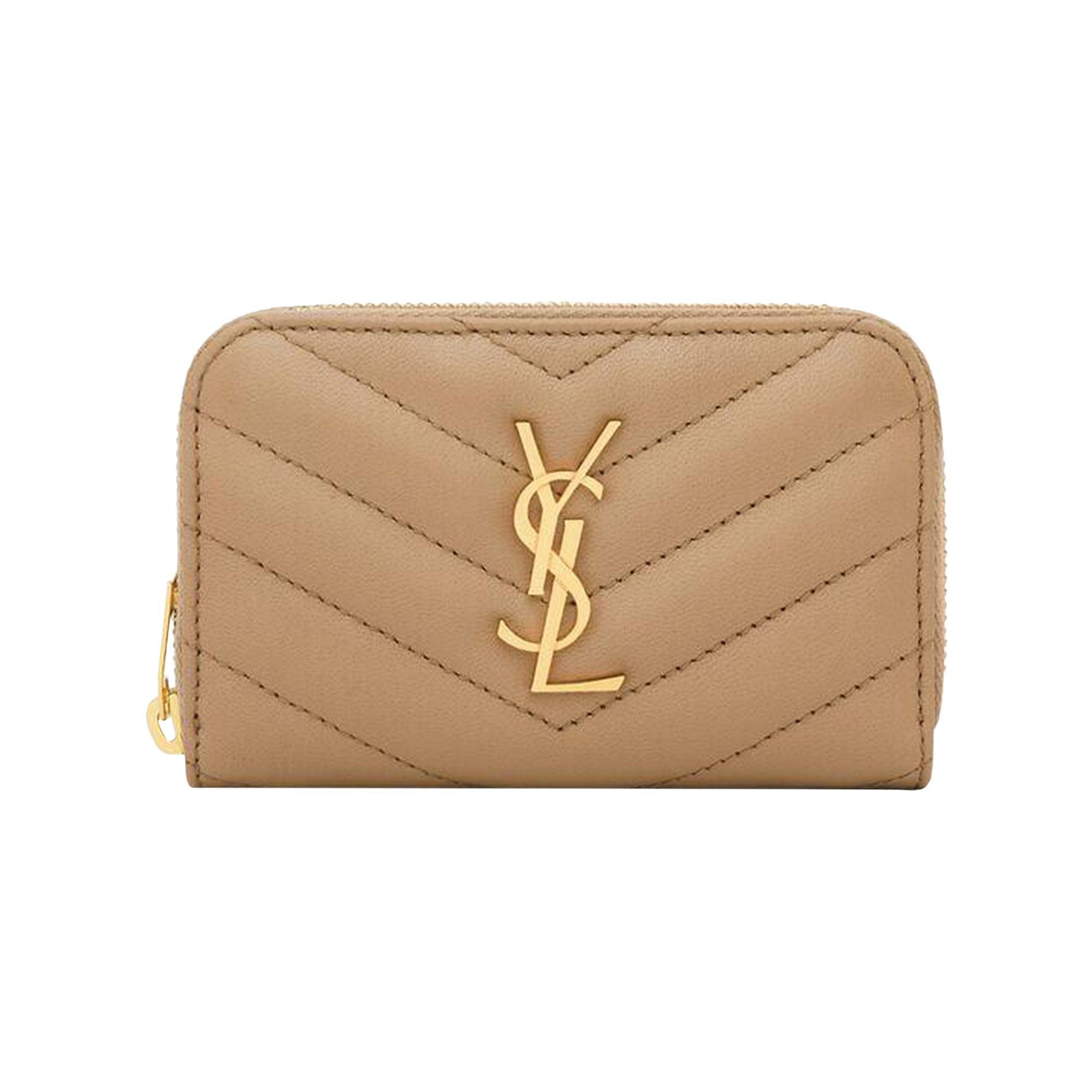 Pre-owned Saint Laurent Cassandre Change Purse In Lambskin 'natural Tan' | Women's Size Onesize In Brown